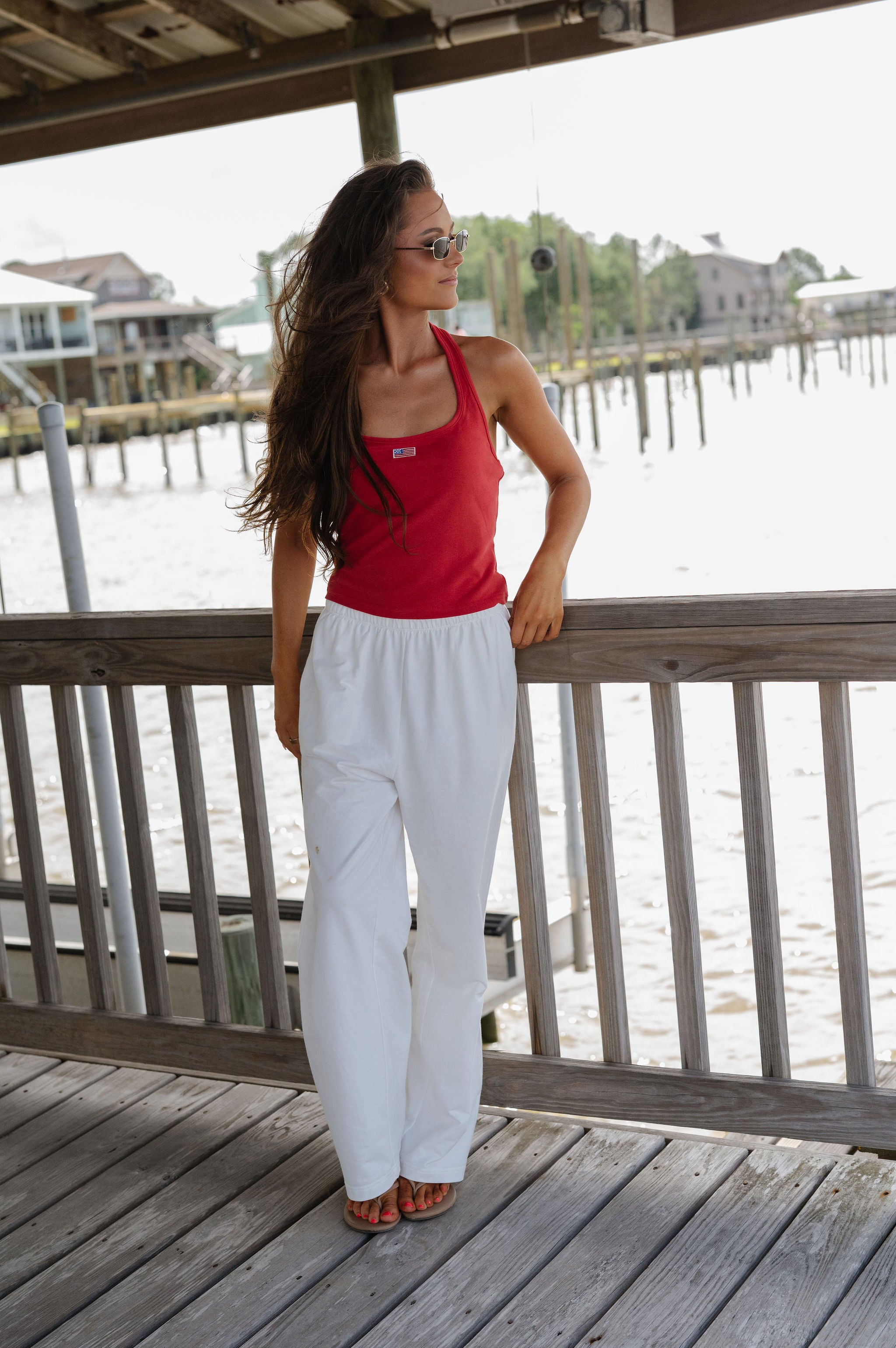American Flag Halter Top-Red