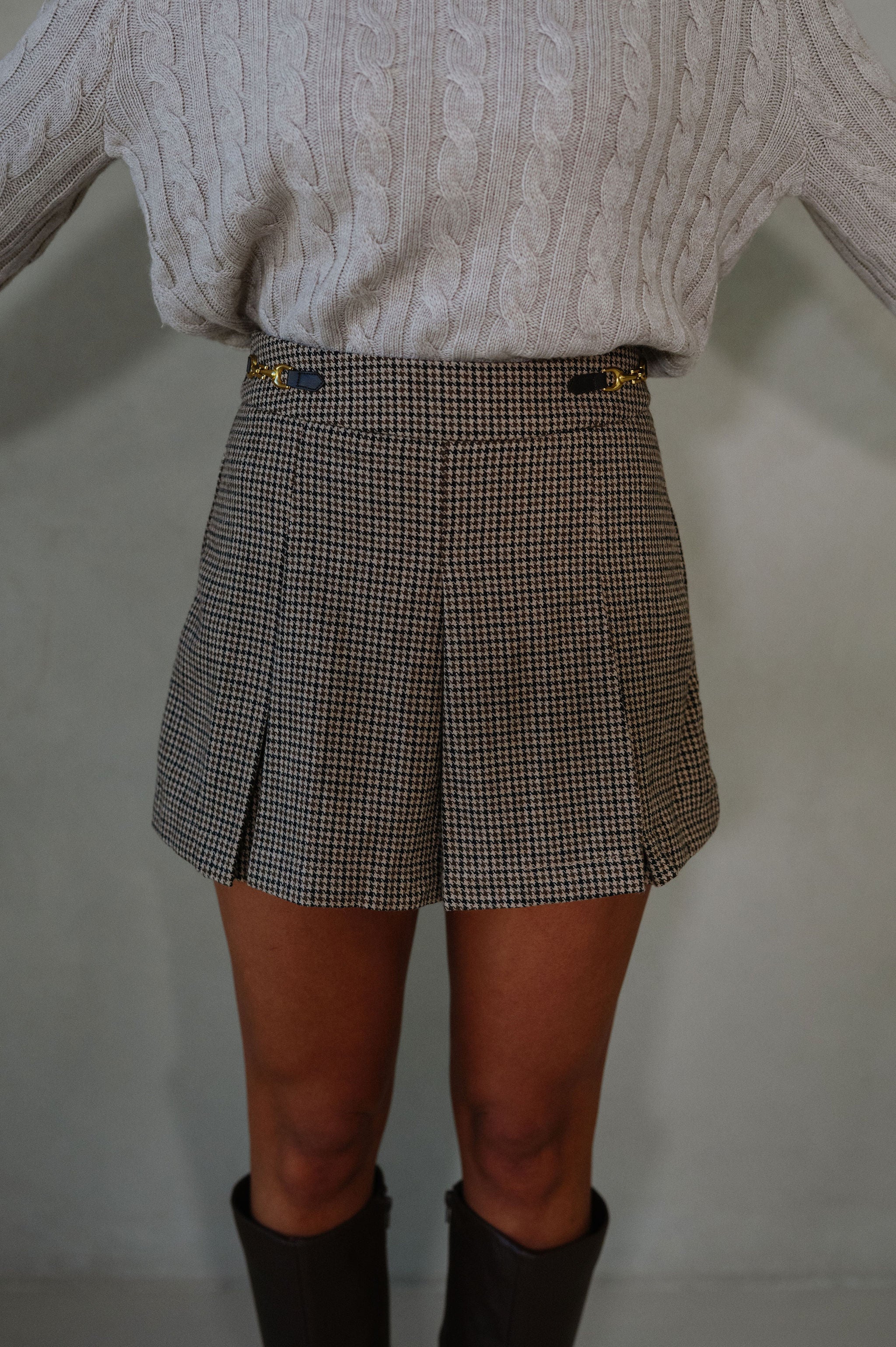 Cyndie Pleated Skort-Brown