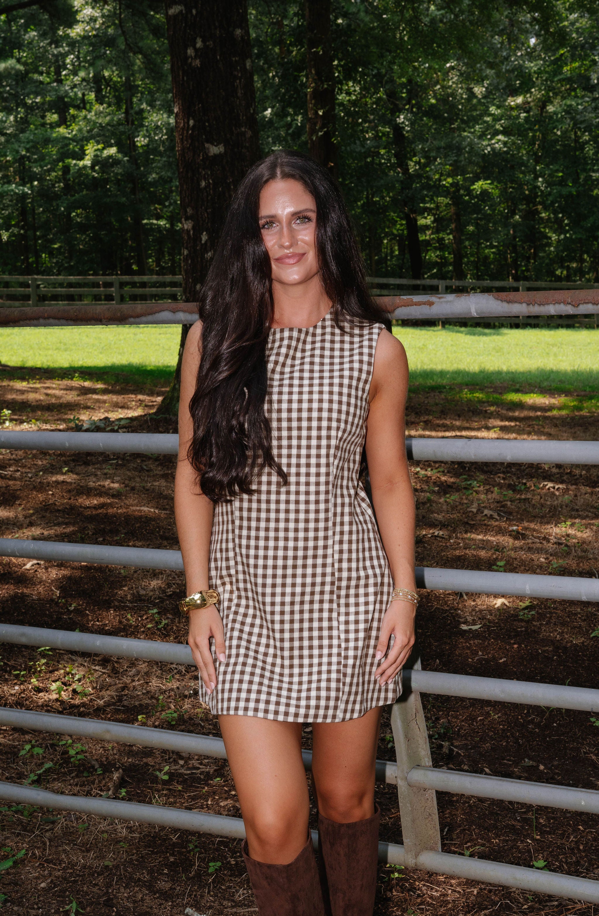 Clementine Sleeveless Mini Dress-Brown