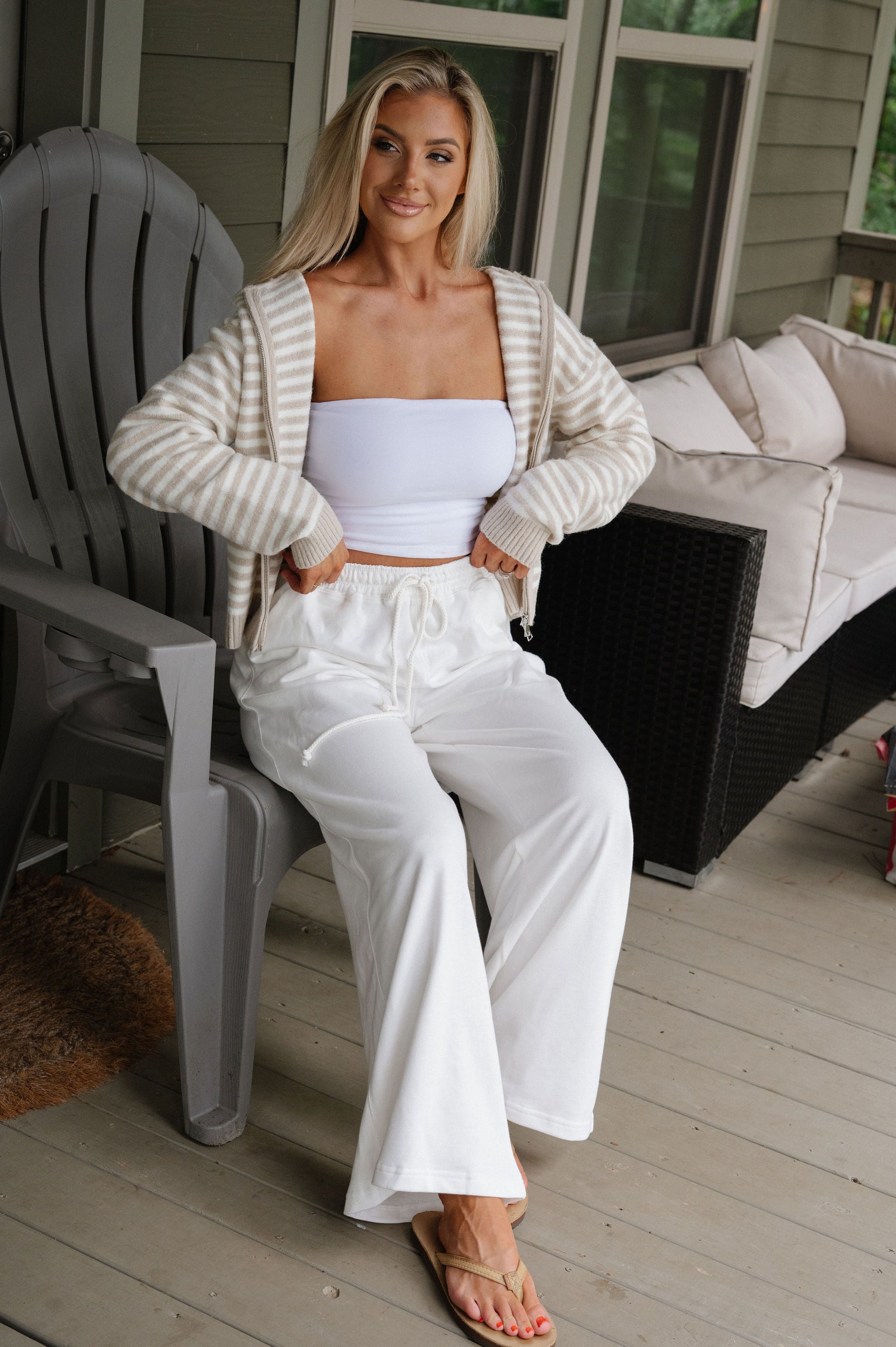 Onset Wide Leg Pants-Off White