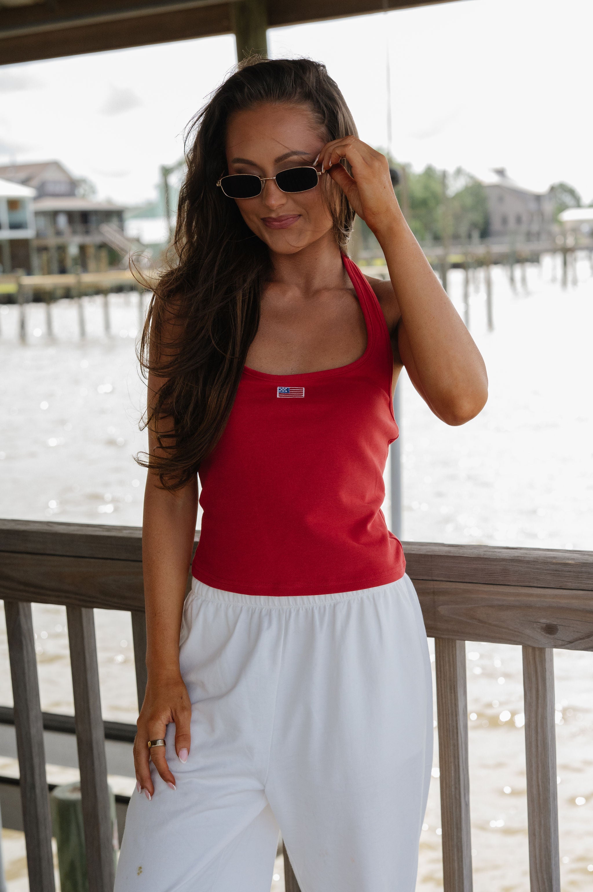 American Flag Halter Top-Red