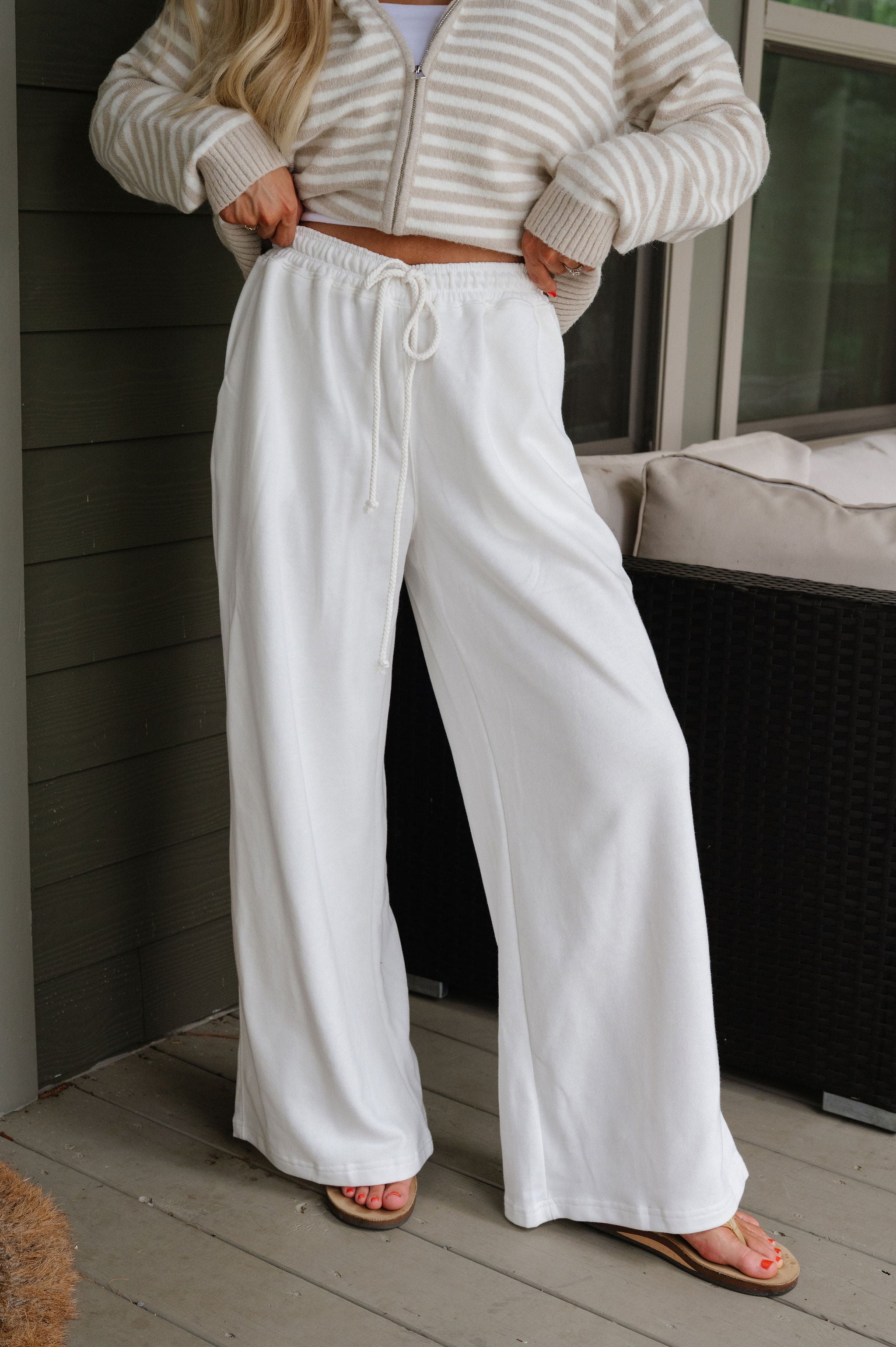 Onset Wide Leg Pants-Off White