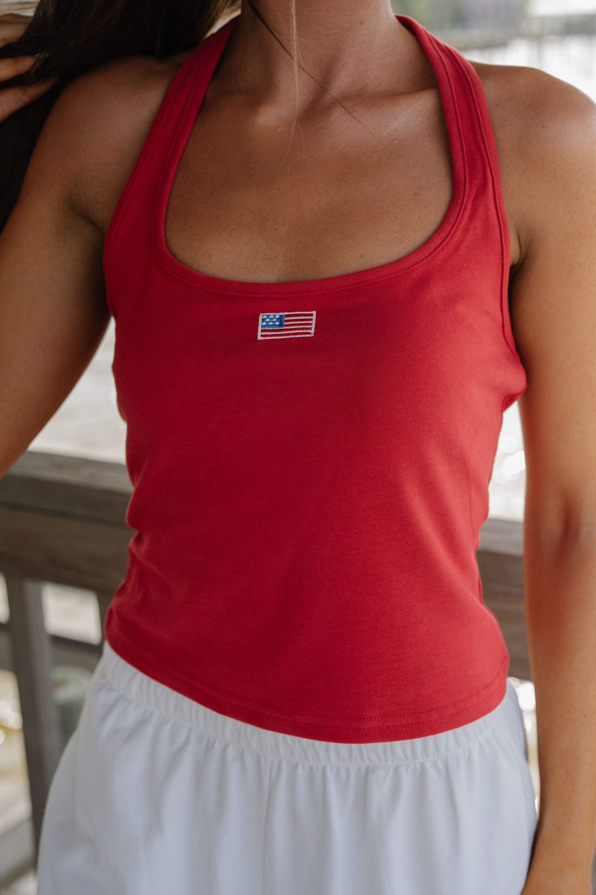 American Flag Halter Top-Red