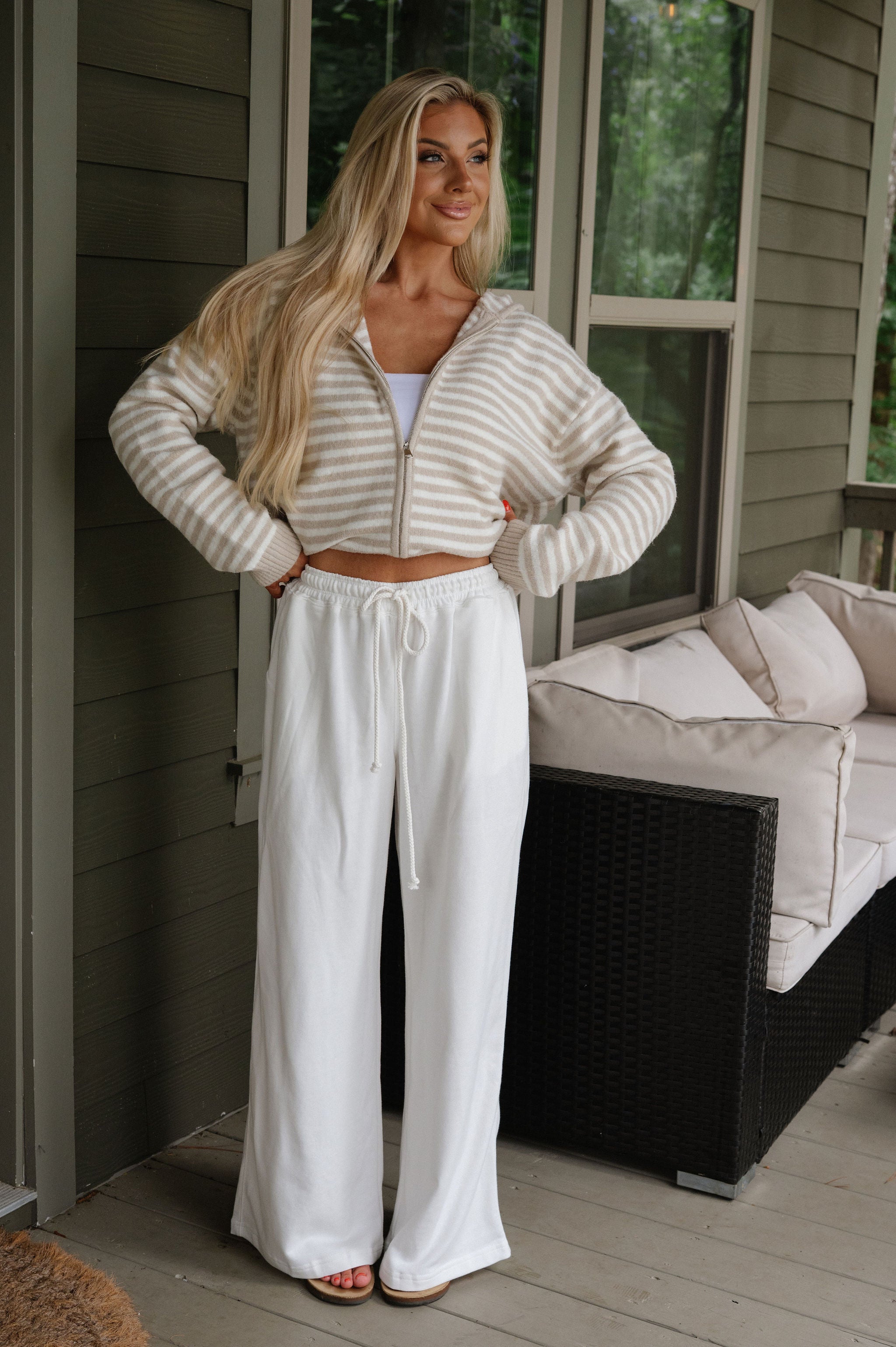 Onset Wide Leg Pants-Off White