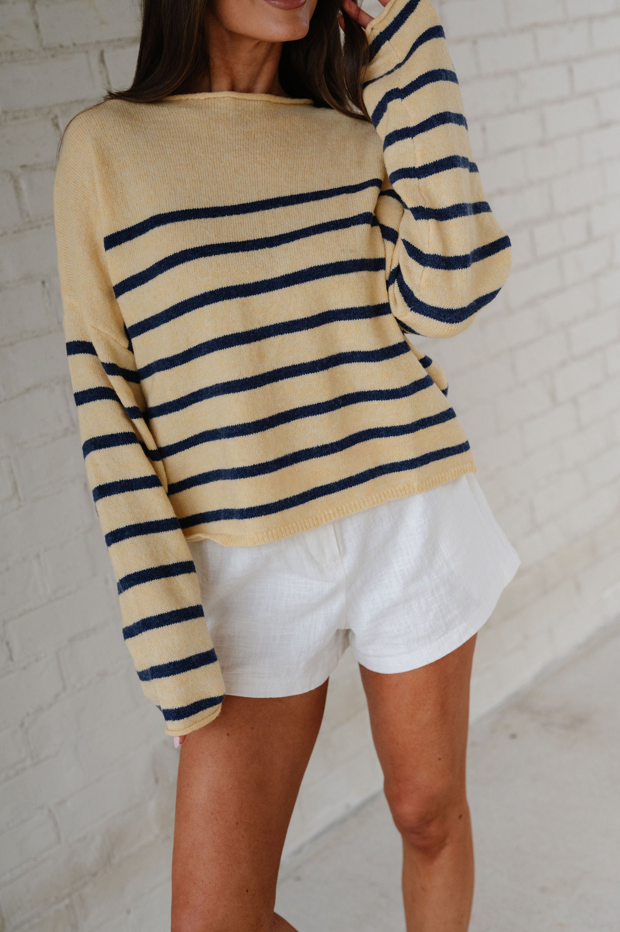 Palmer Striped Pullover-Butter