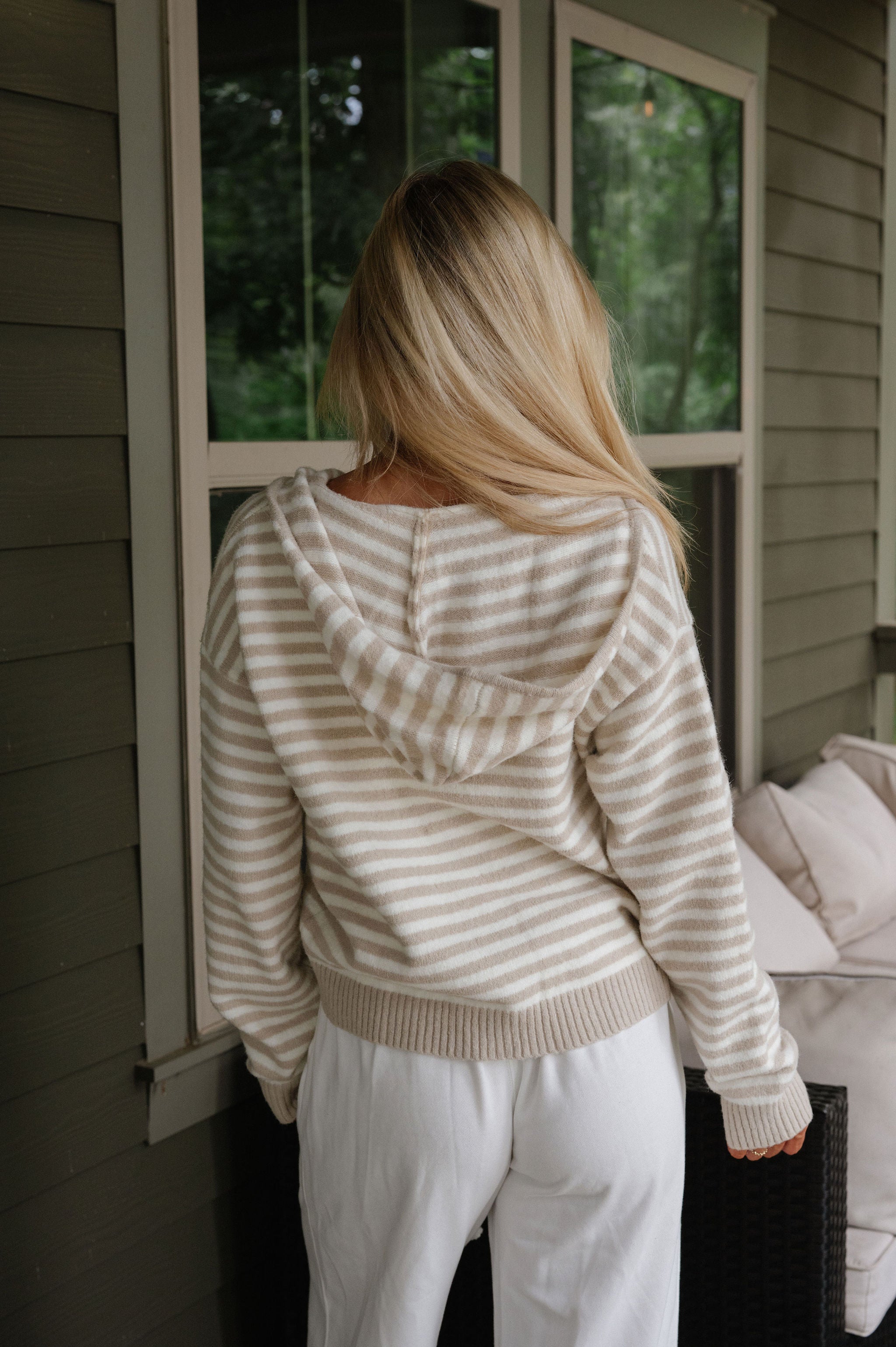 PREORDER Callie Striped Hoodie-Latte PREORDER 10/31