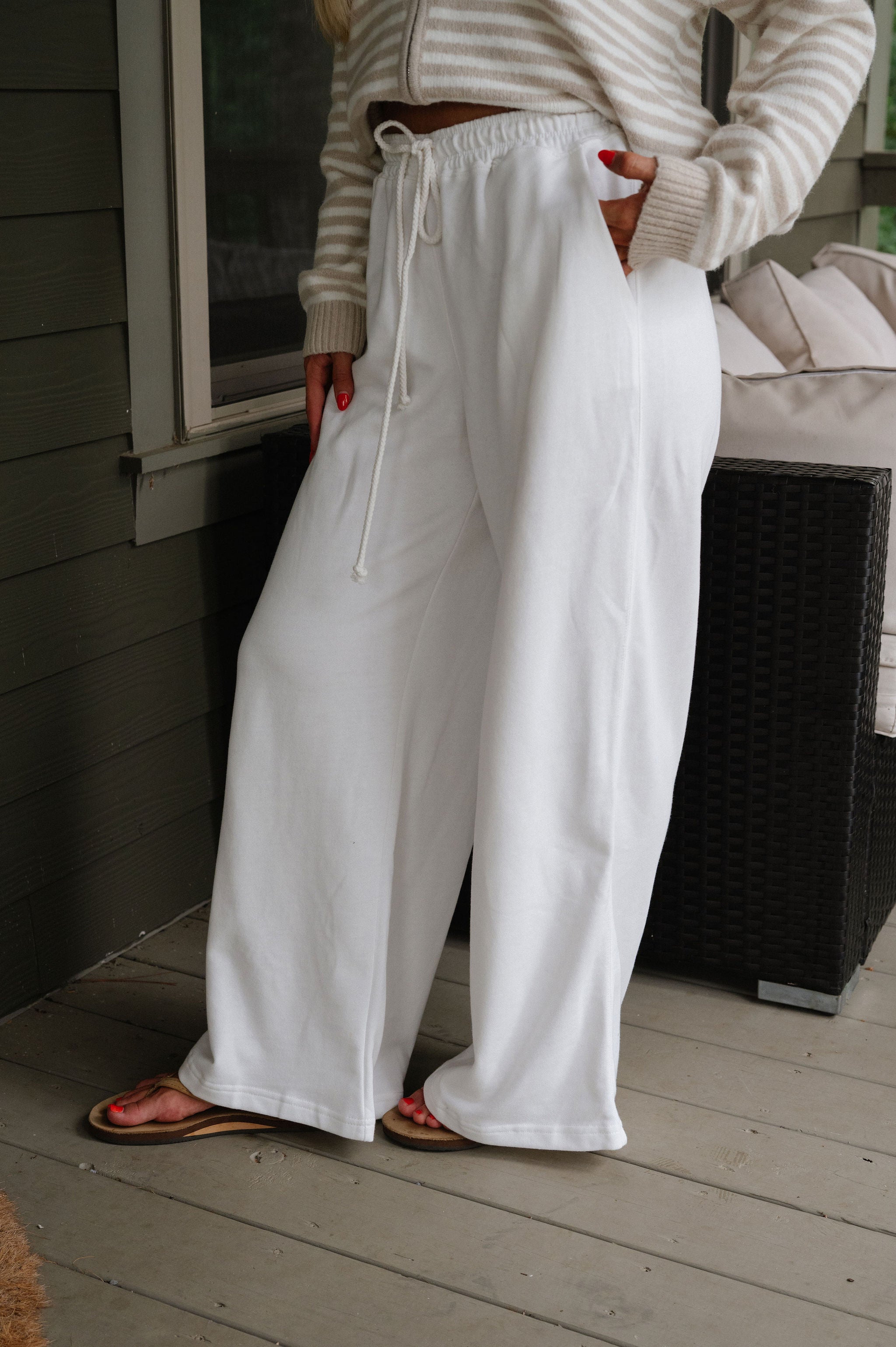 Onset Wide Leg Pants-Off White