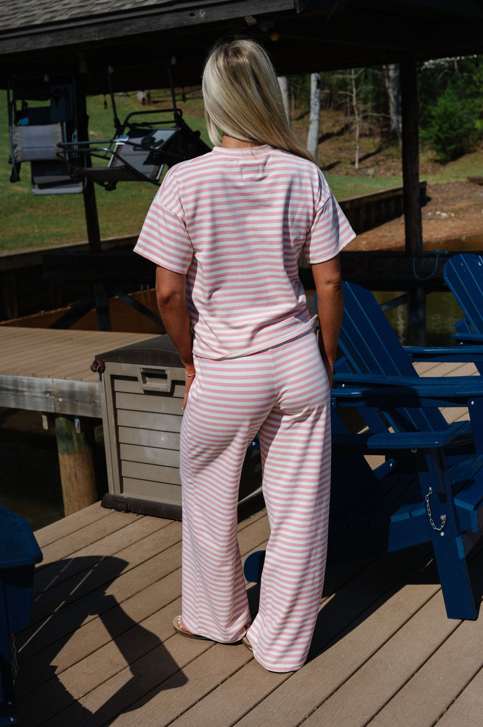 Sam Striped Pants Set-Pink
