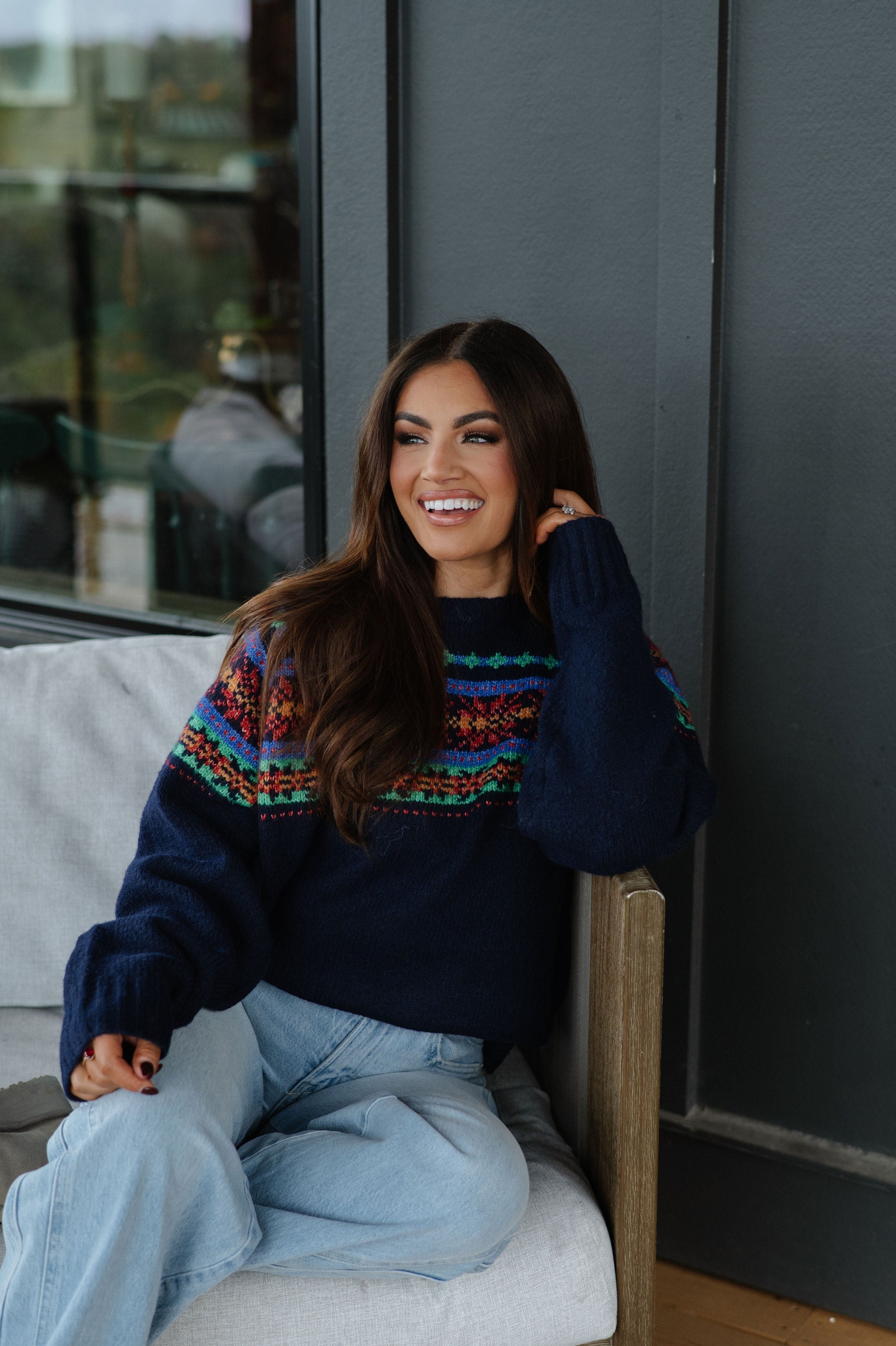 Multicolor Fair Isle Sweater-Navy