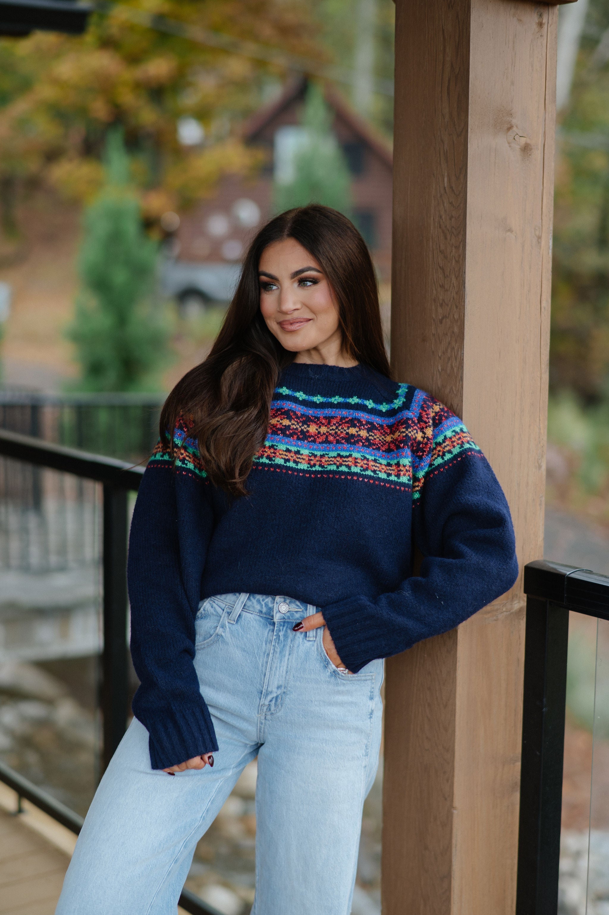 Multicolor Fair Isle Sweater-Navy