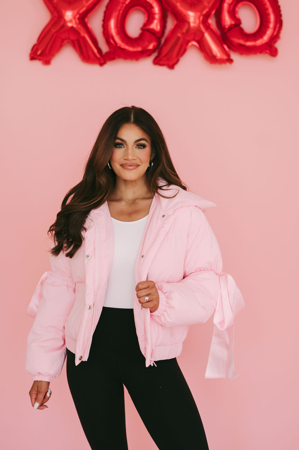 Baby pink clearance puffer jacket women's