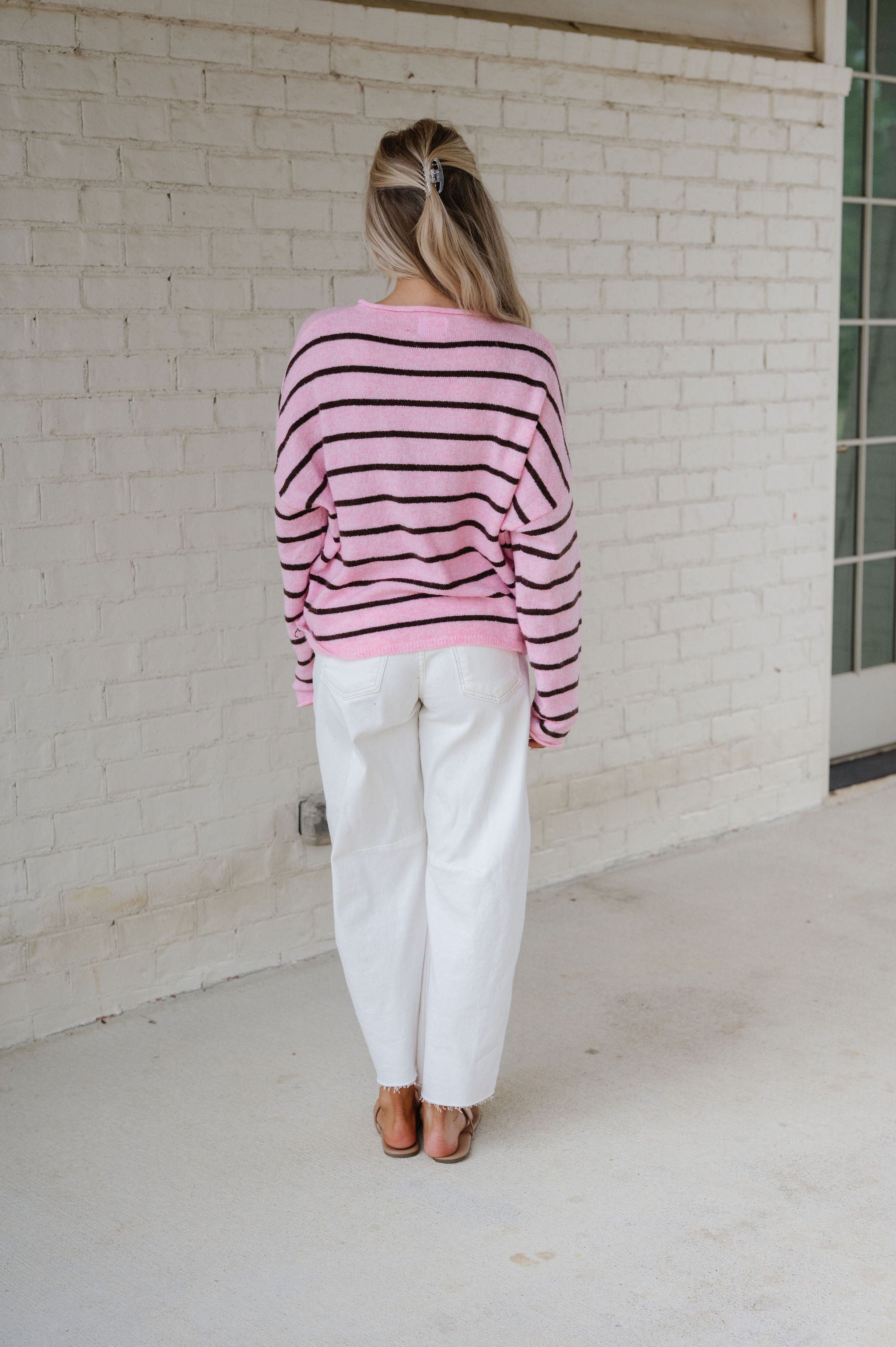 Cabana Striped Cardigan-Pink