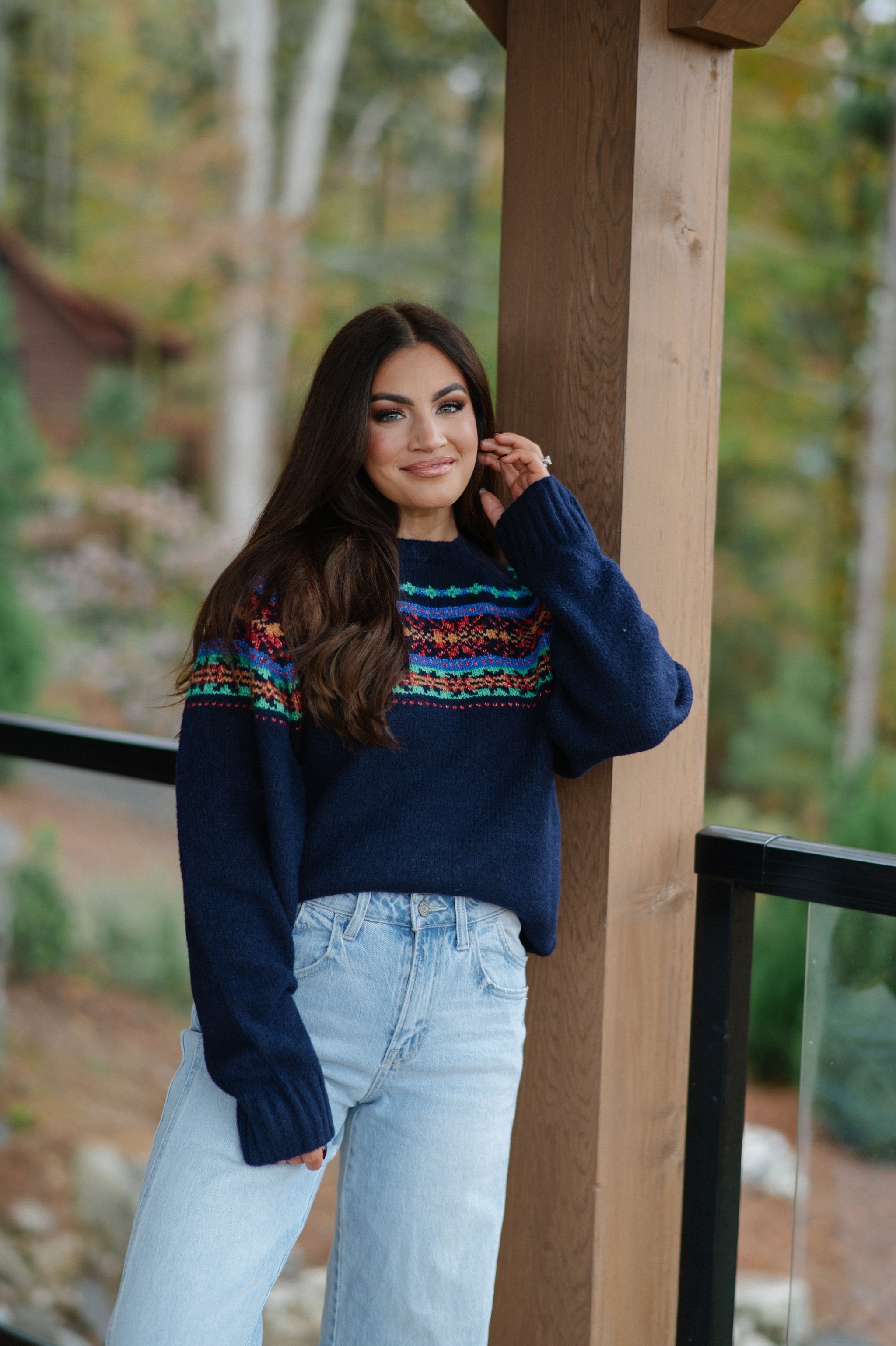 Multicolor Fair Isle Sweater-Navy