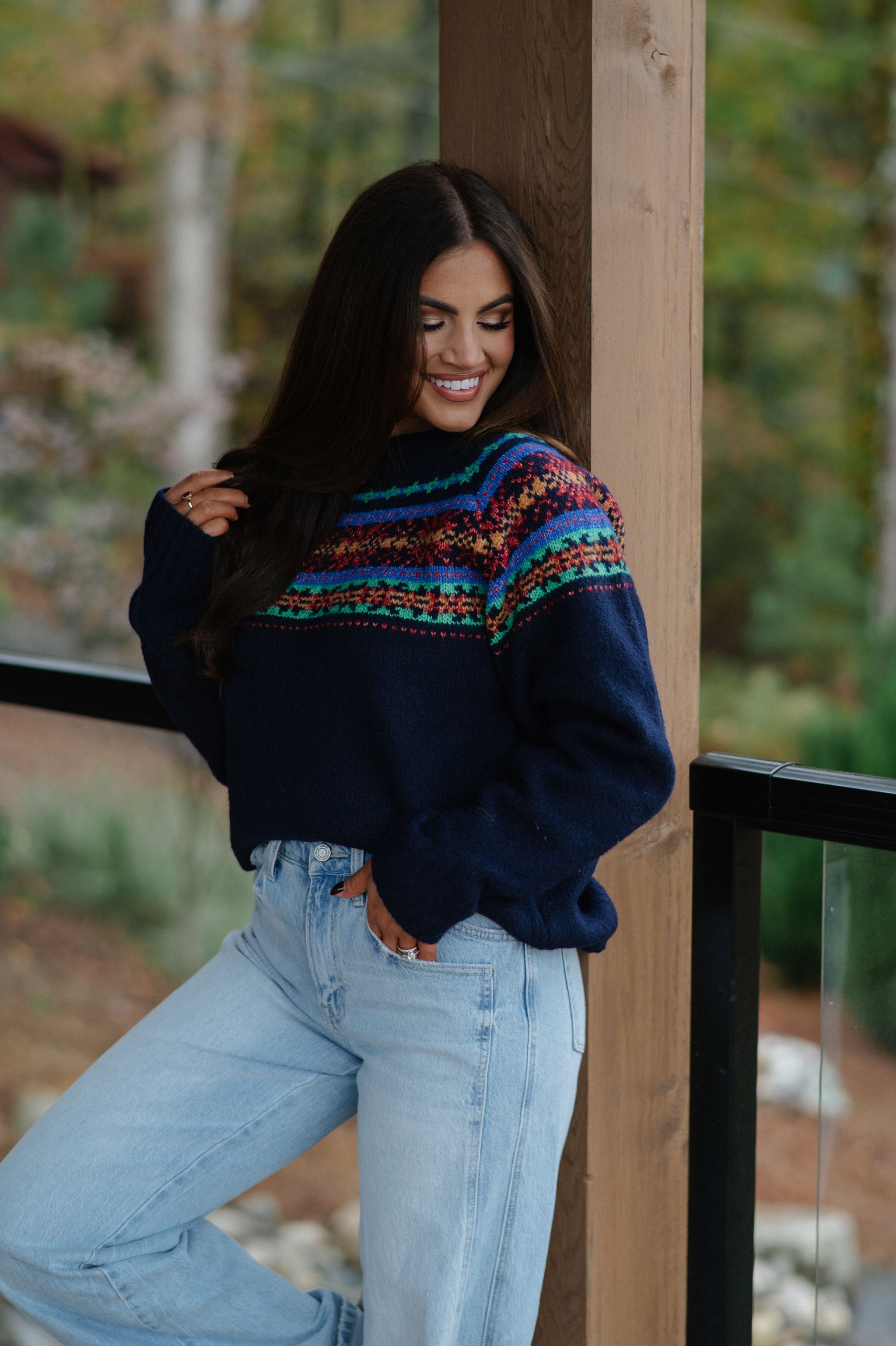 Multicolor Fair Isle Sweater-Navy
