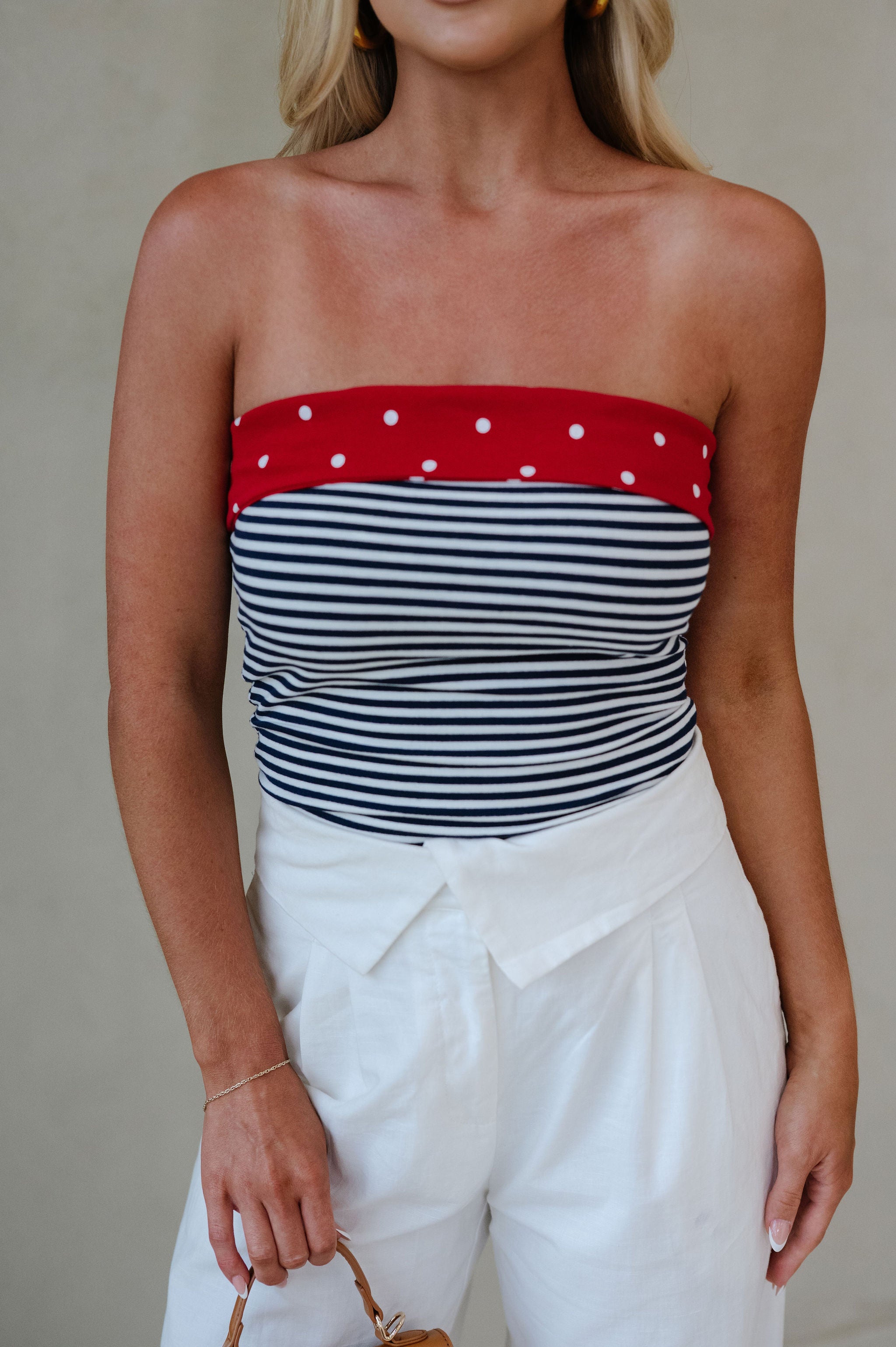Dante Striped Top-Navy/Off White