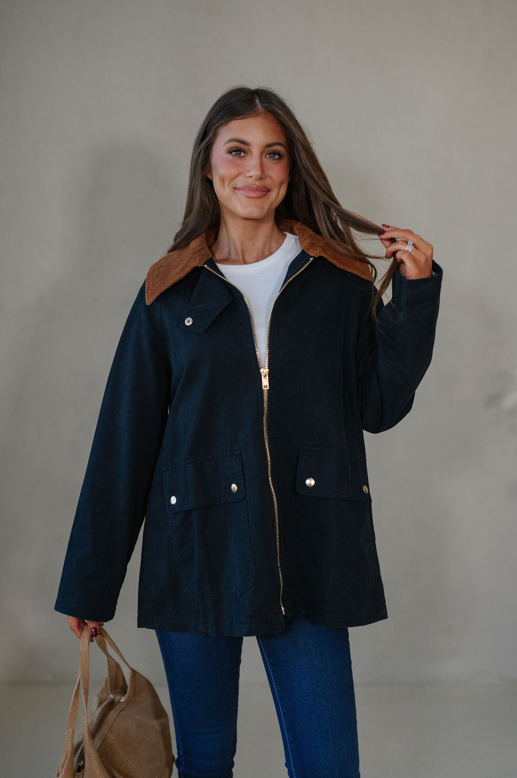 Houston Collared Jacket-Midnight