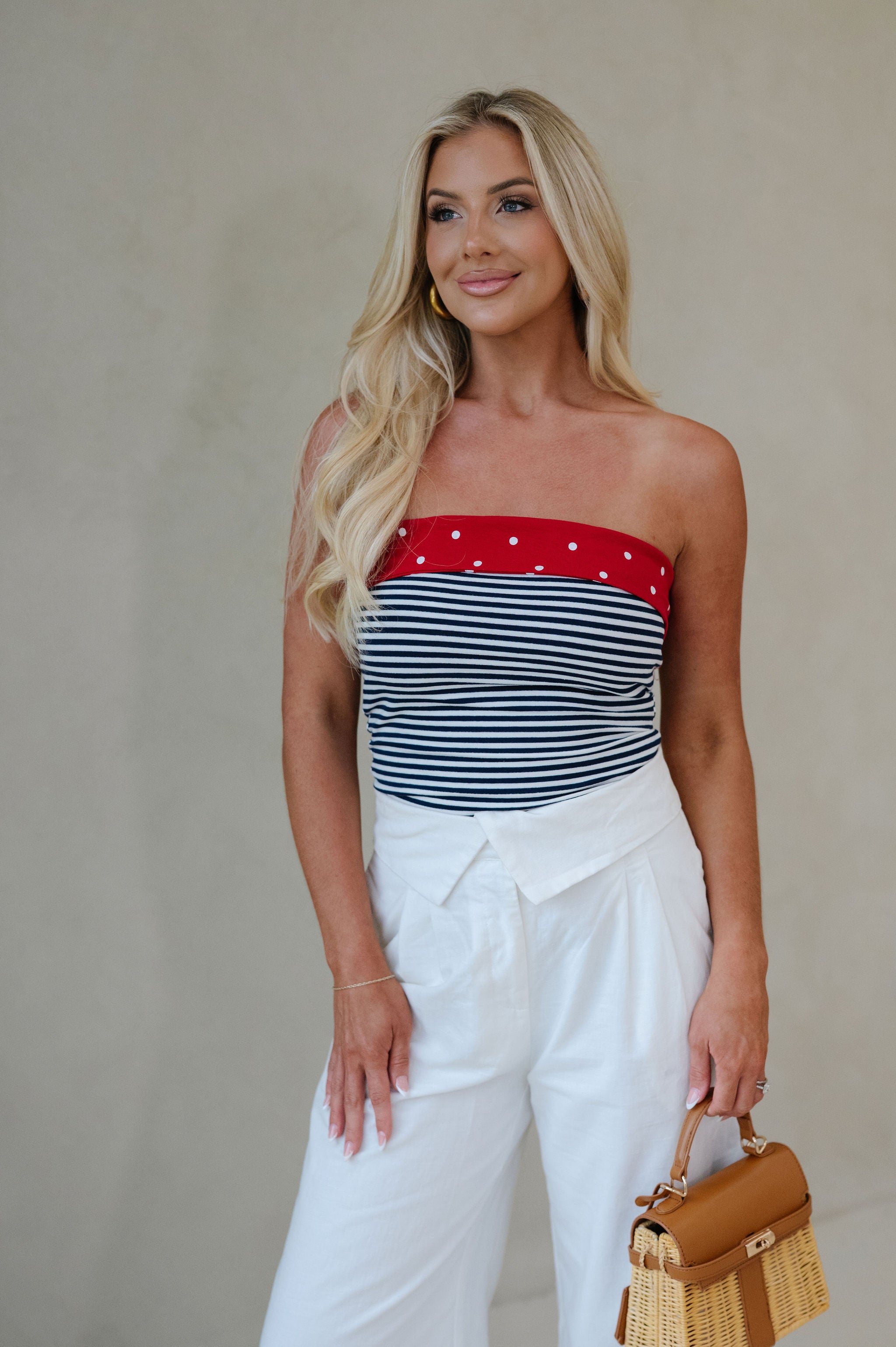 Dante Striped Top-Navy/Off White