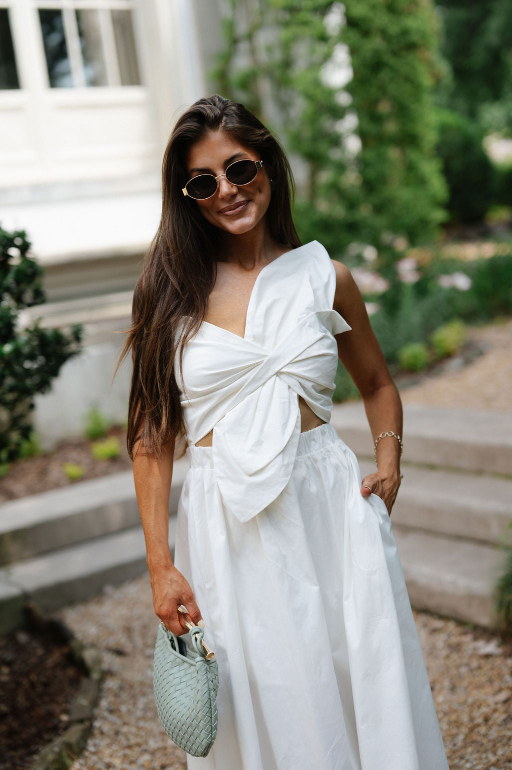 Knotted Midi Dress-Ivory