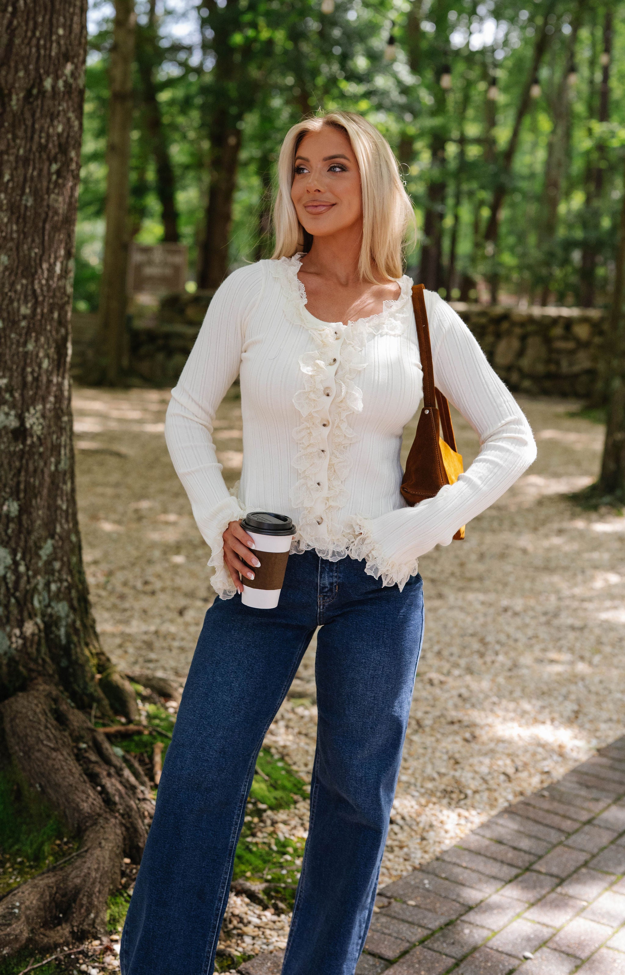 Betsy Lace Detail Sweater-Cream