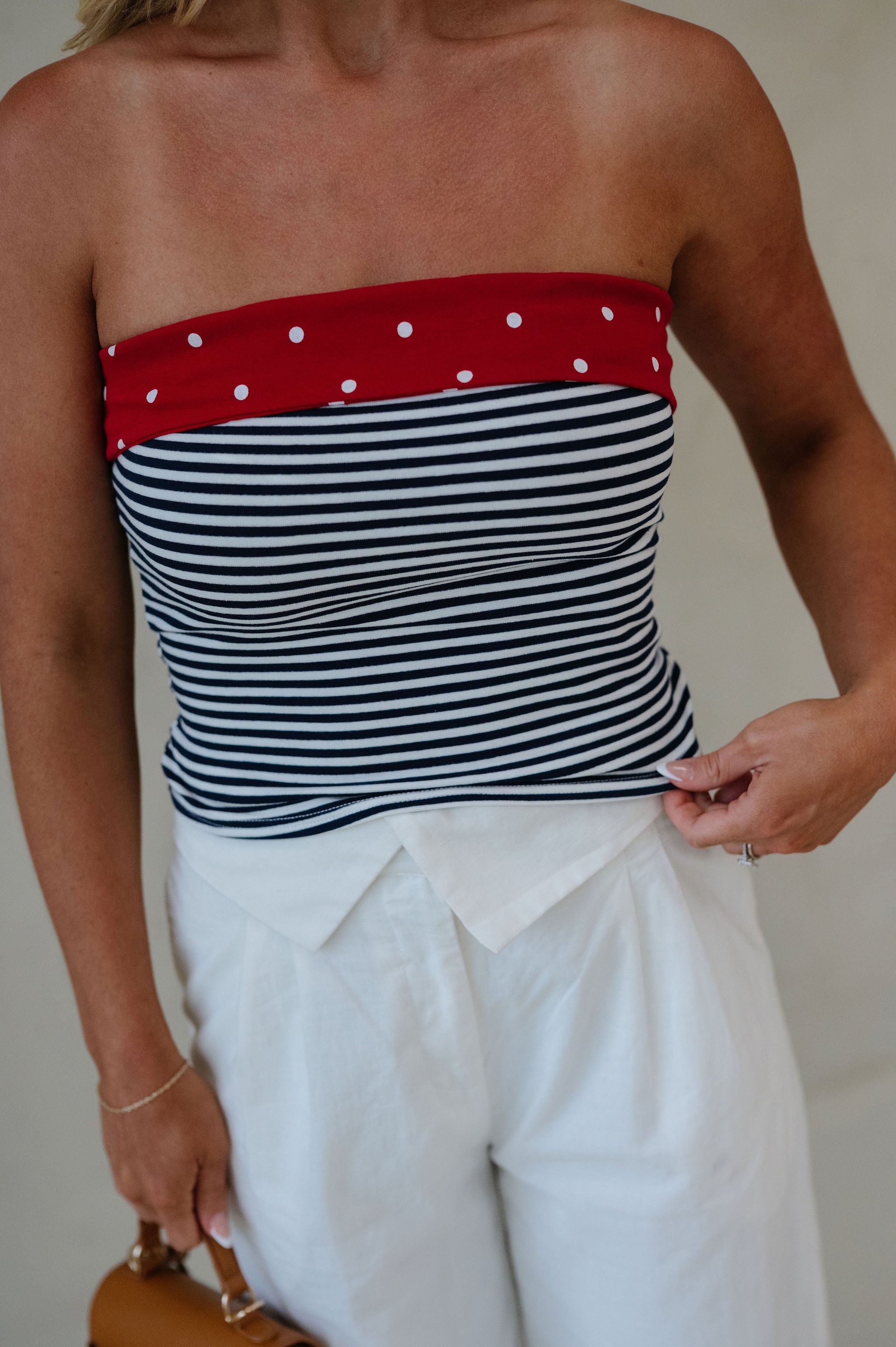 Dante Striped Top-Navy/Off White