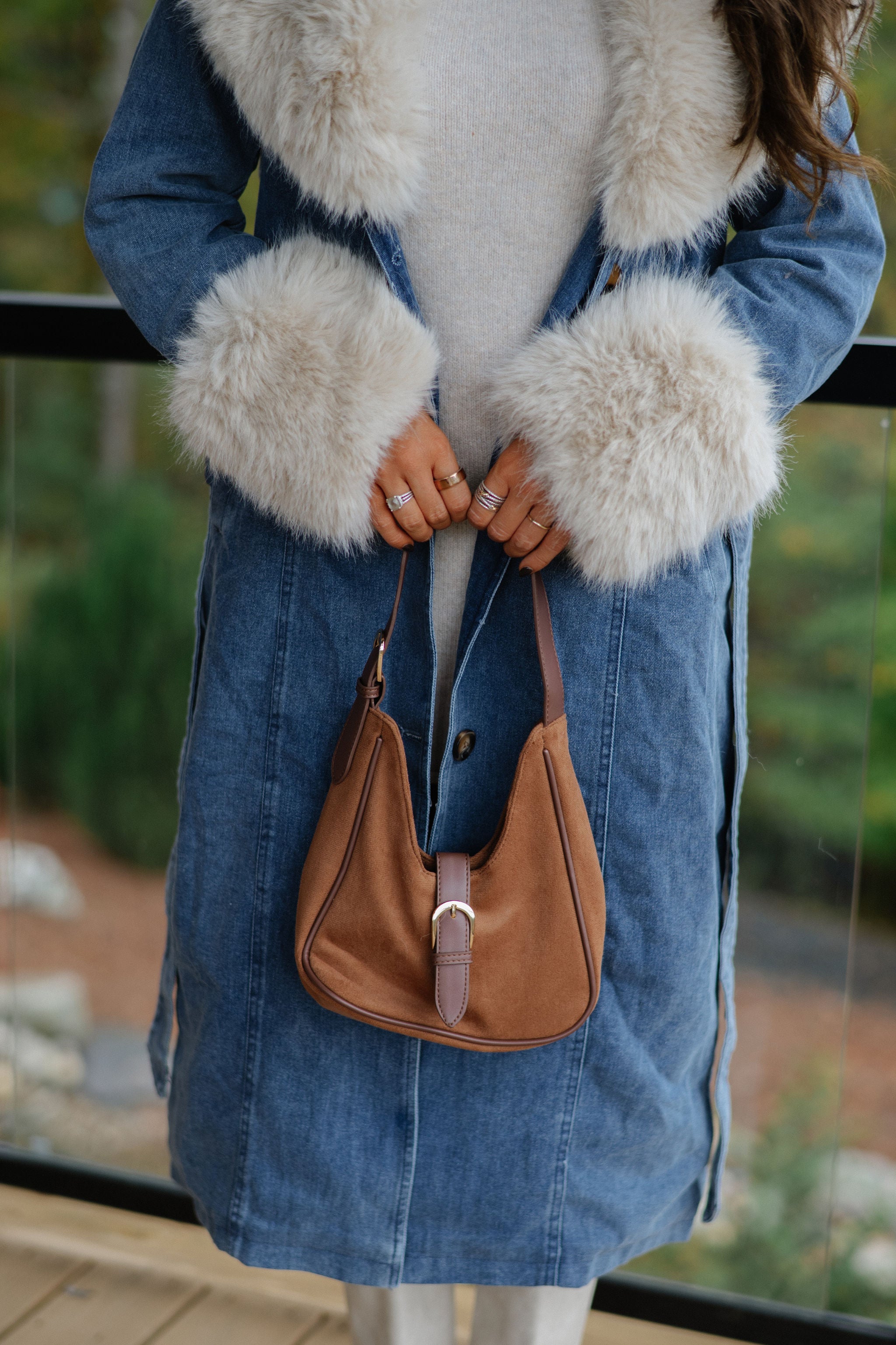 Darcy Suede Handbag-Light Brown