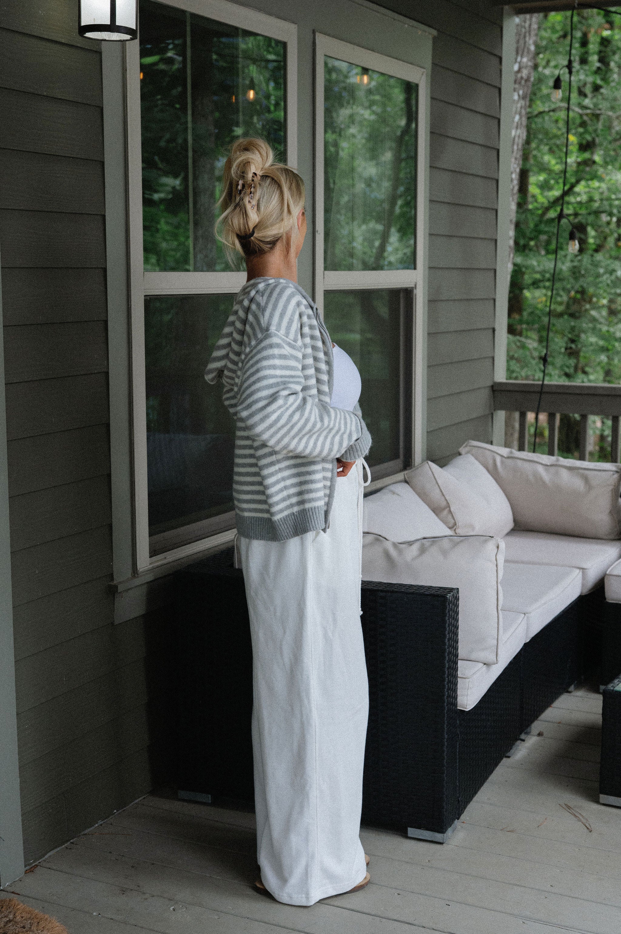 PREORDER Callie Striped Hoodie-Grey PREORDER 10/31