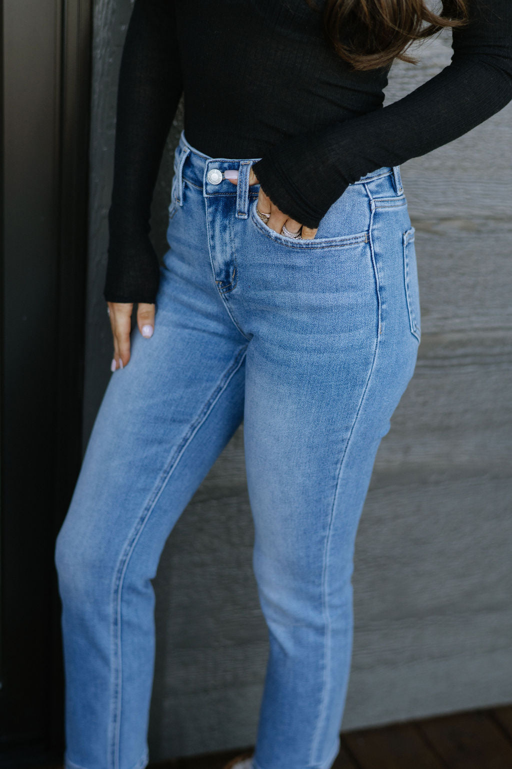 Kate Mid Rise Straight Leg Jeans