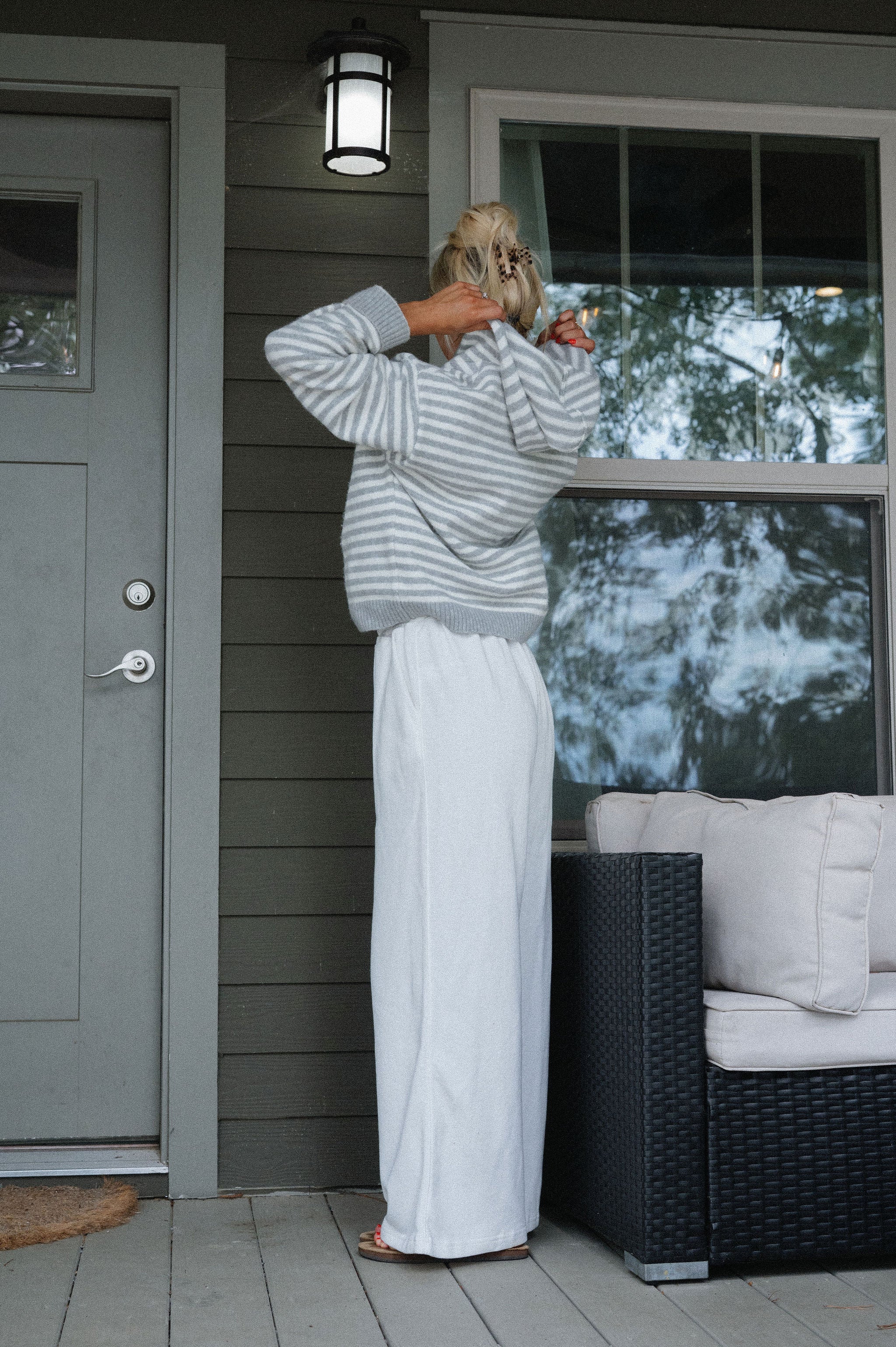 PREORDER Callie Striped Hoodie-Grey PREORDER 10/31