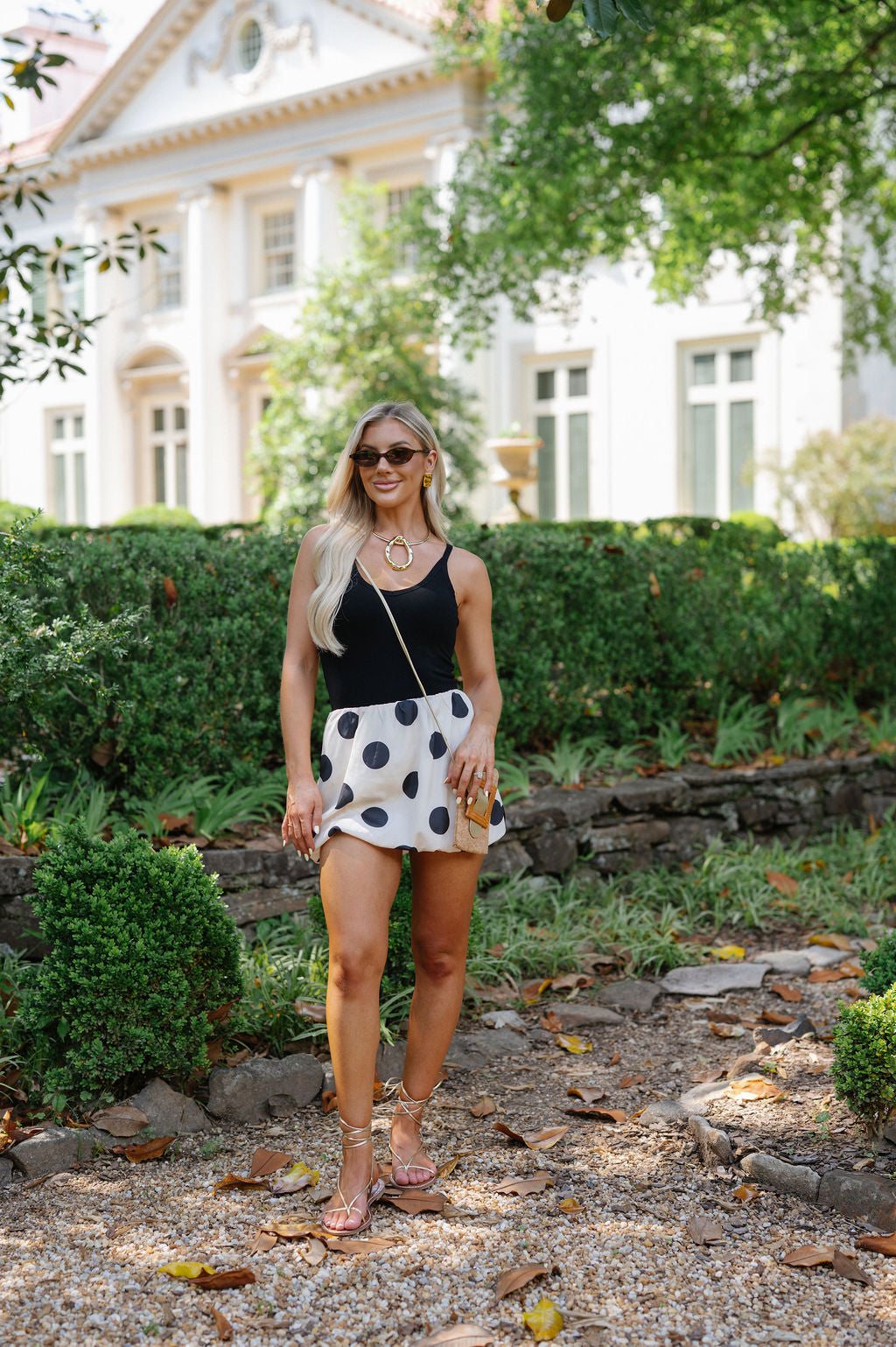 Polka Dot Bubble Skirt-Cream