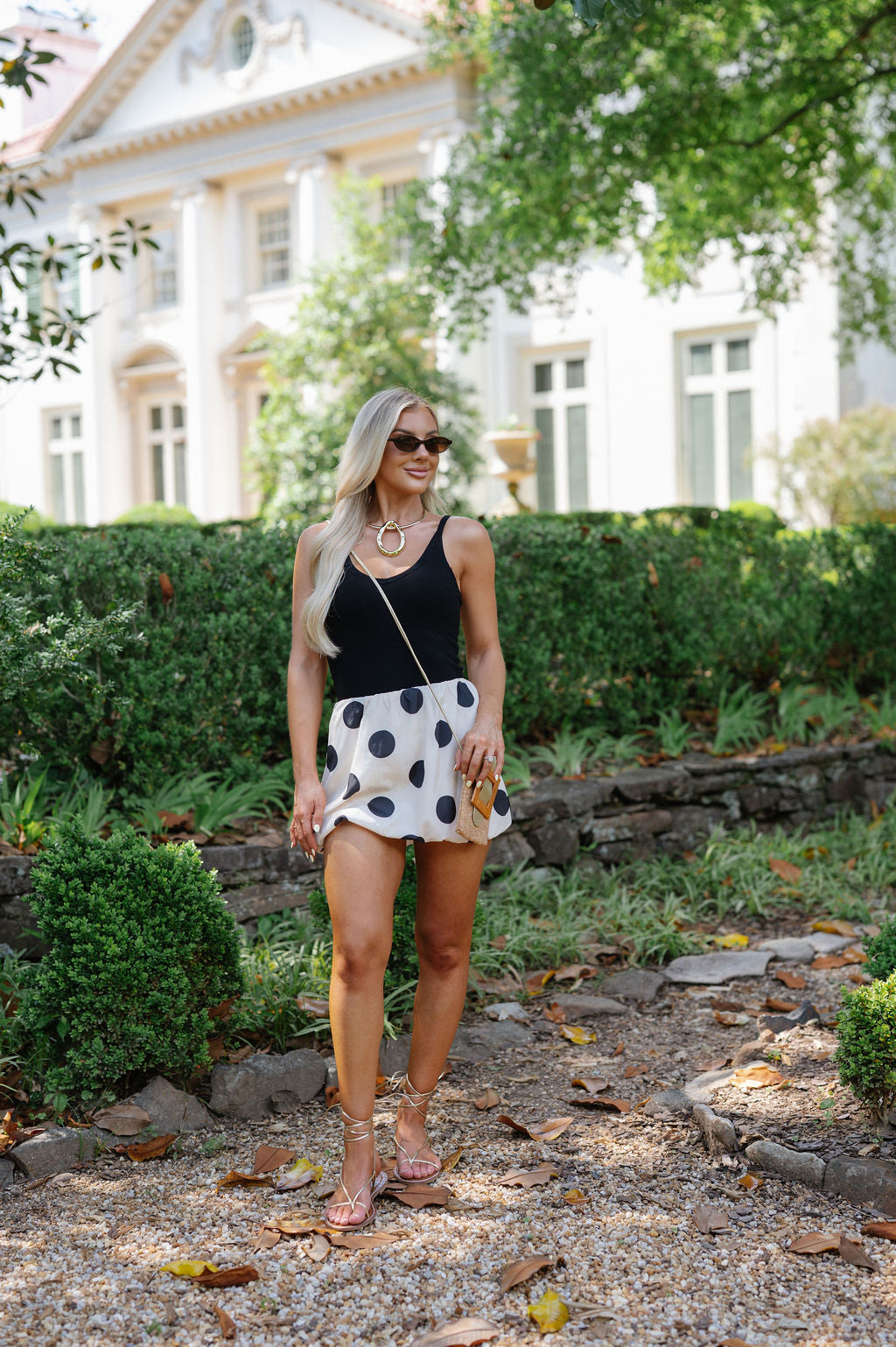 Polka Dot Bubble Skirt-Cream