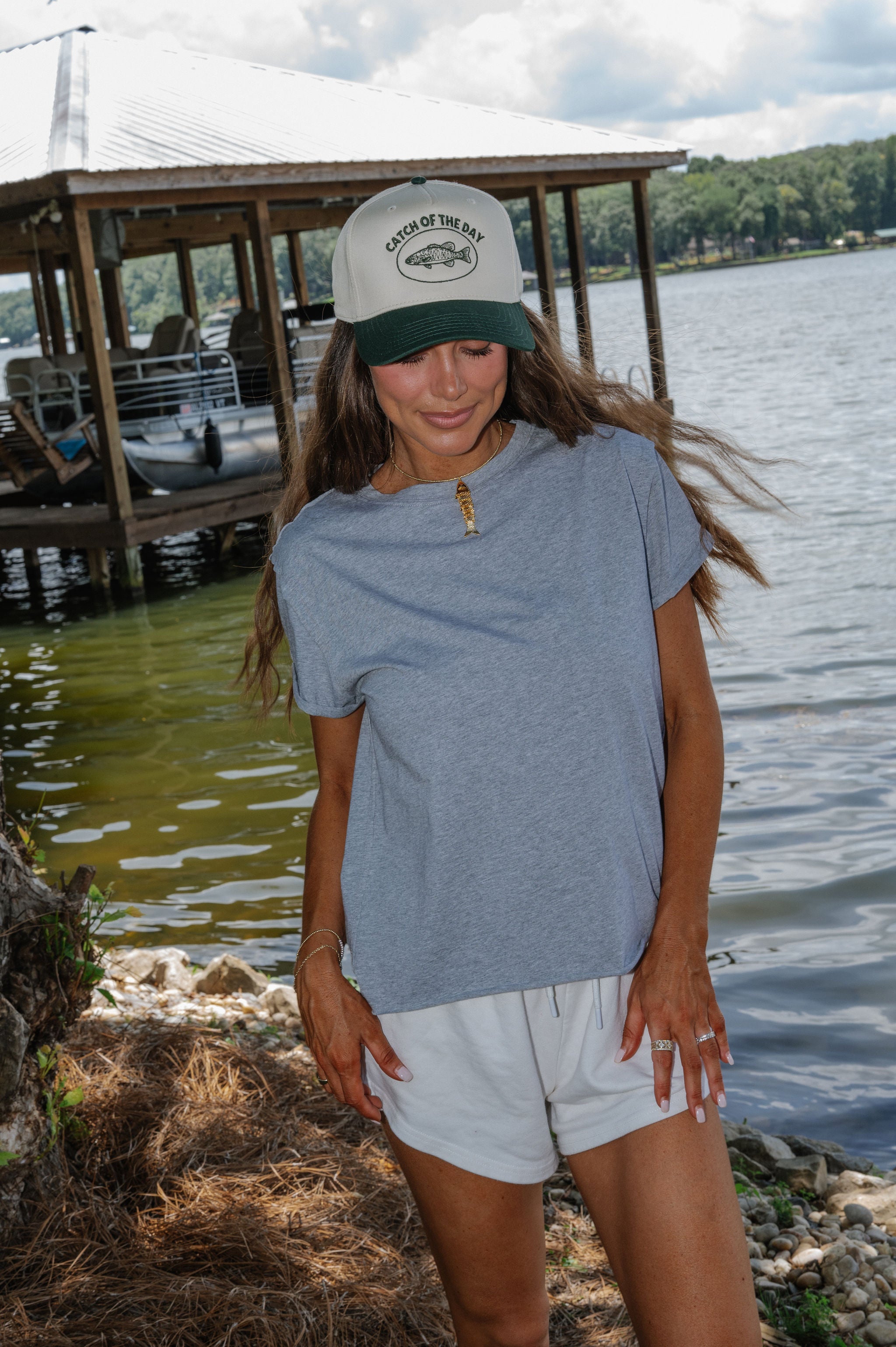 Kylie Raw Edge Tee- Heather Grey