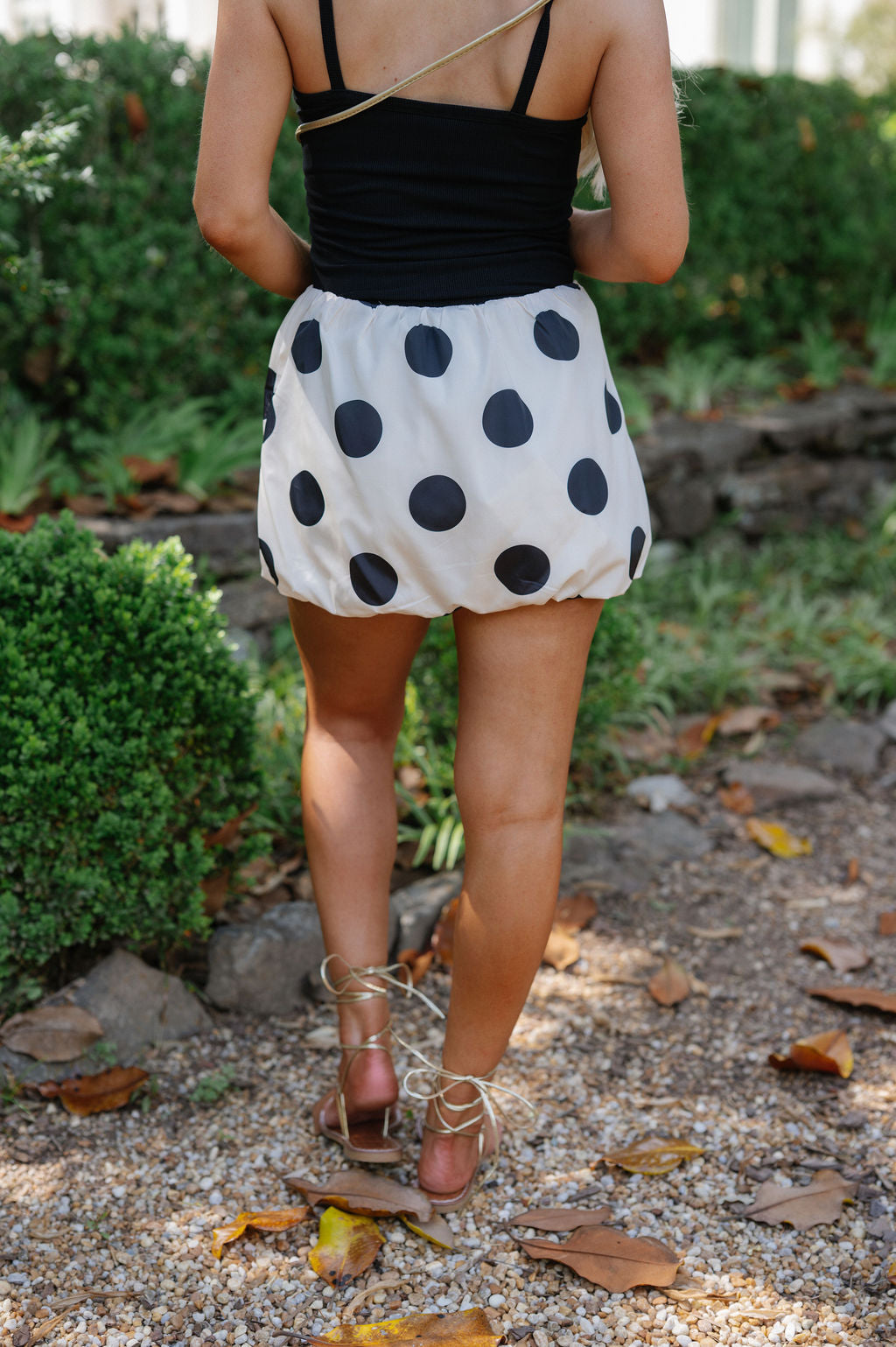 Polka Dot Bubble Skirt-Cream