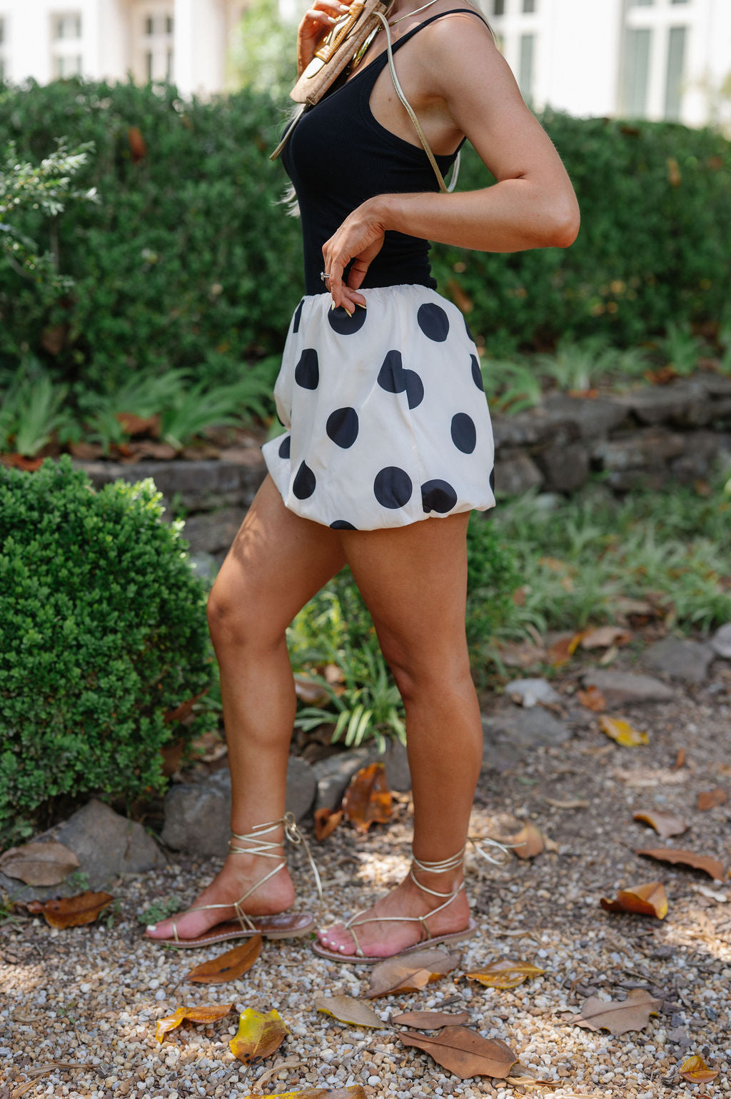 Polka Dot Bubble Skirt-Cream