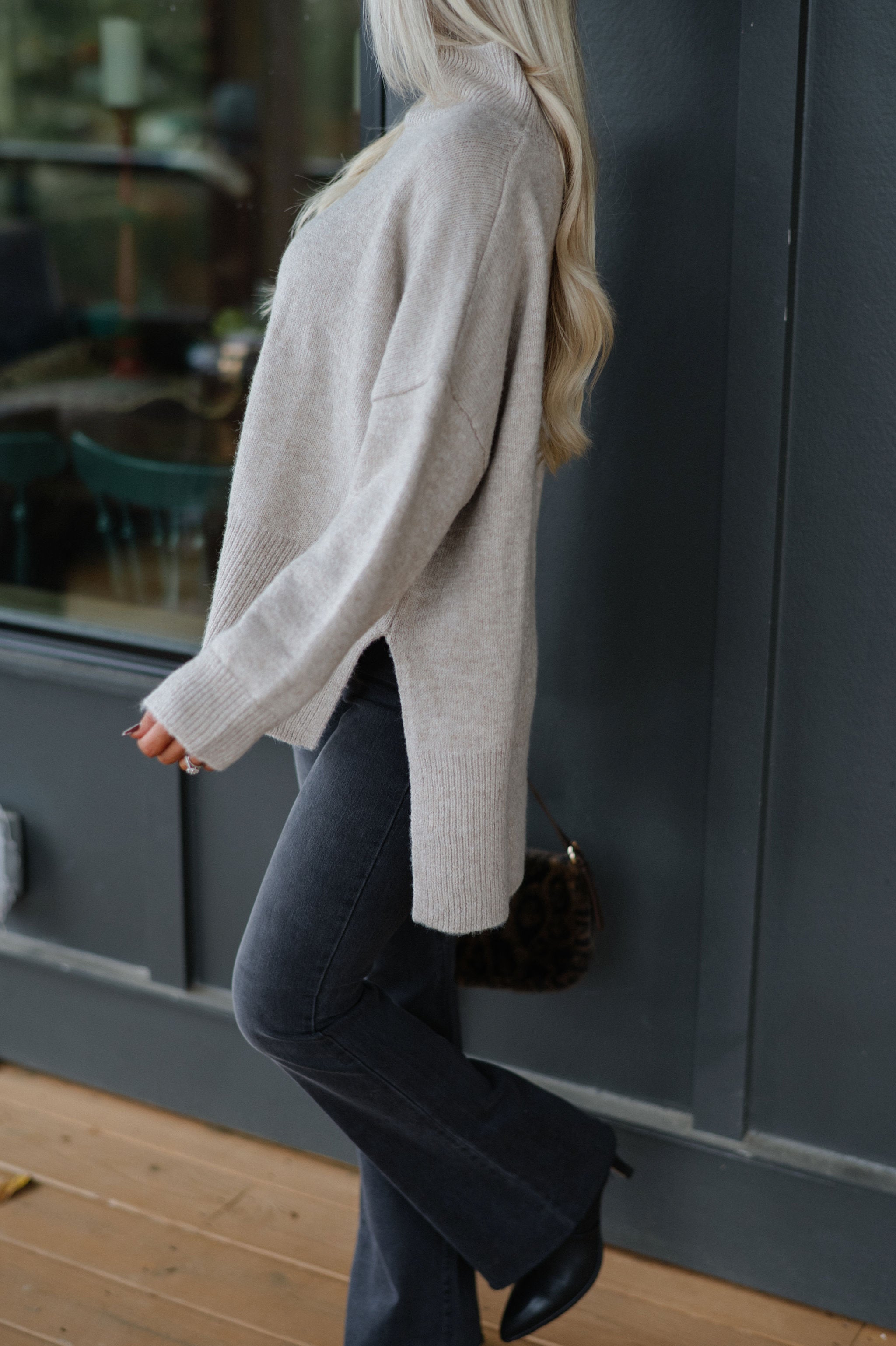 Josie Turtleneck Sweater-Taupe
