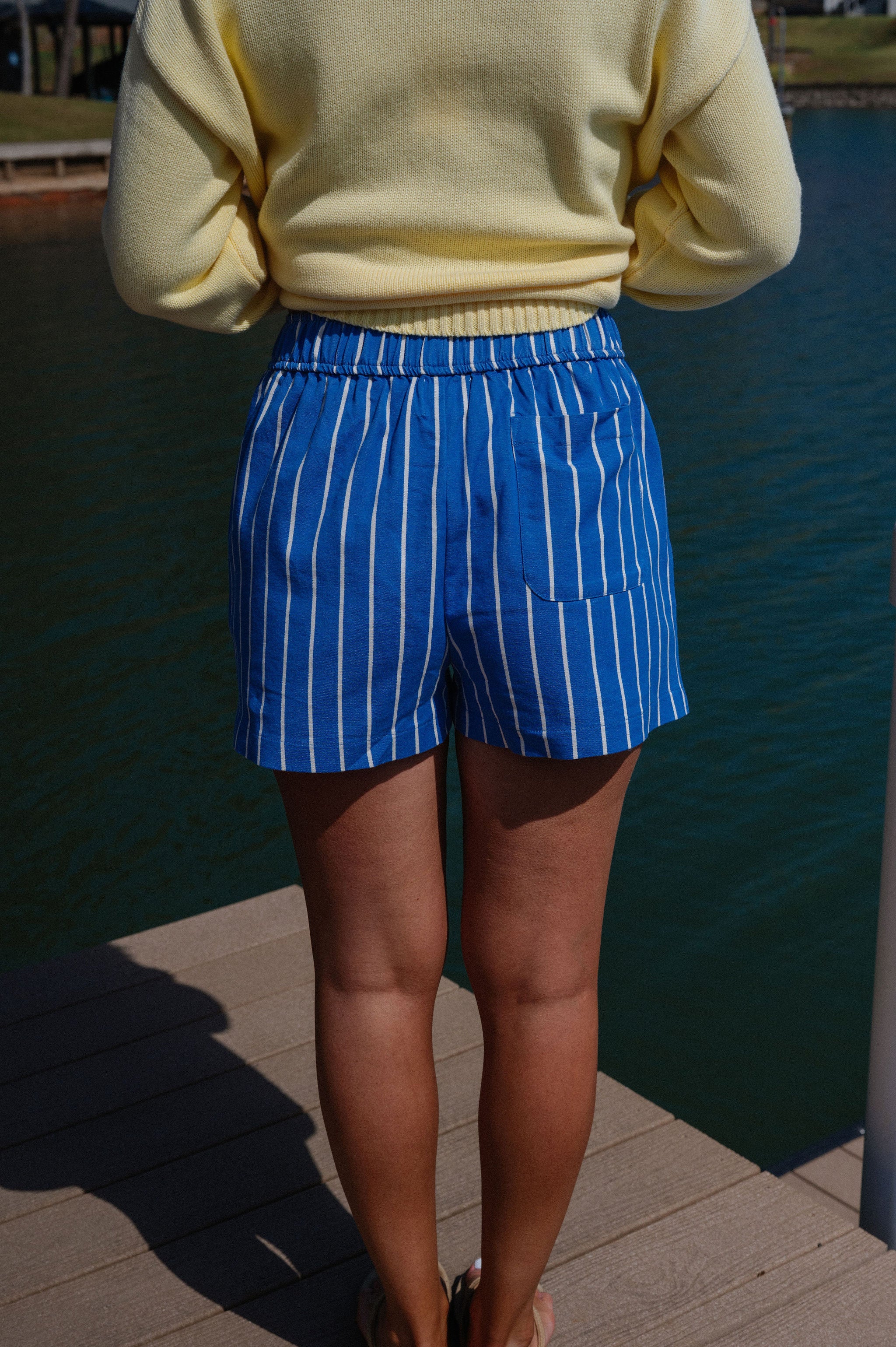 Emma Striped Boxer Shorts-Blue