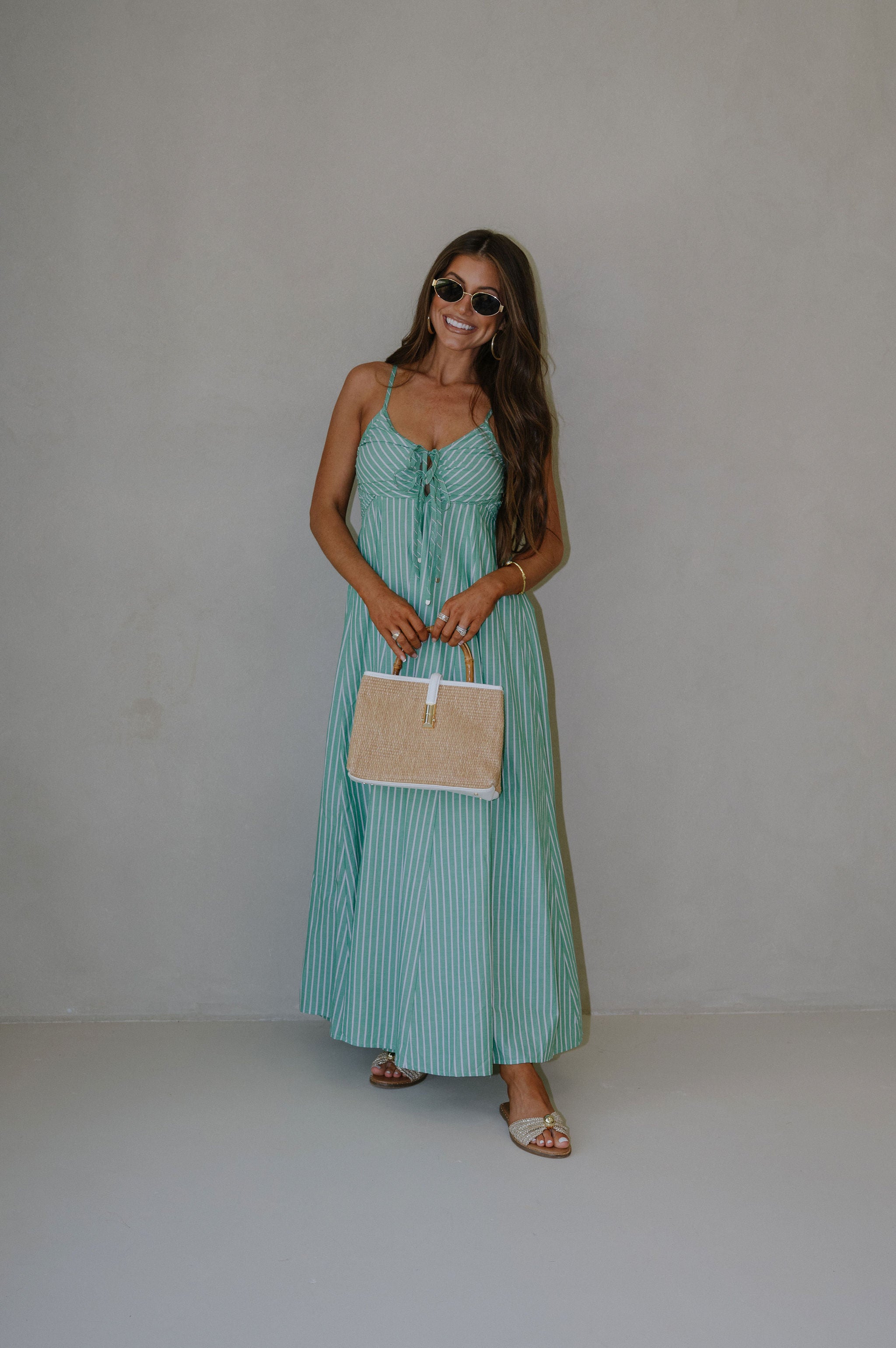 Capri Striped Dress-Green