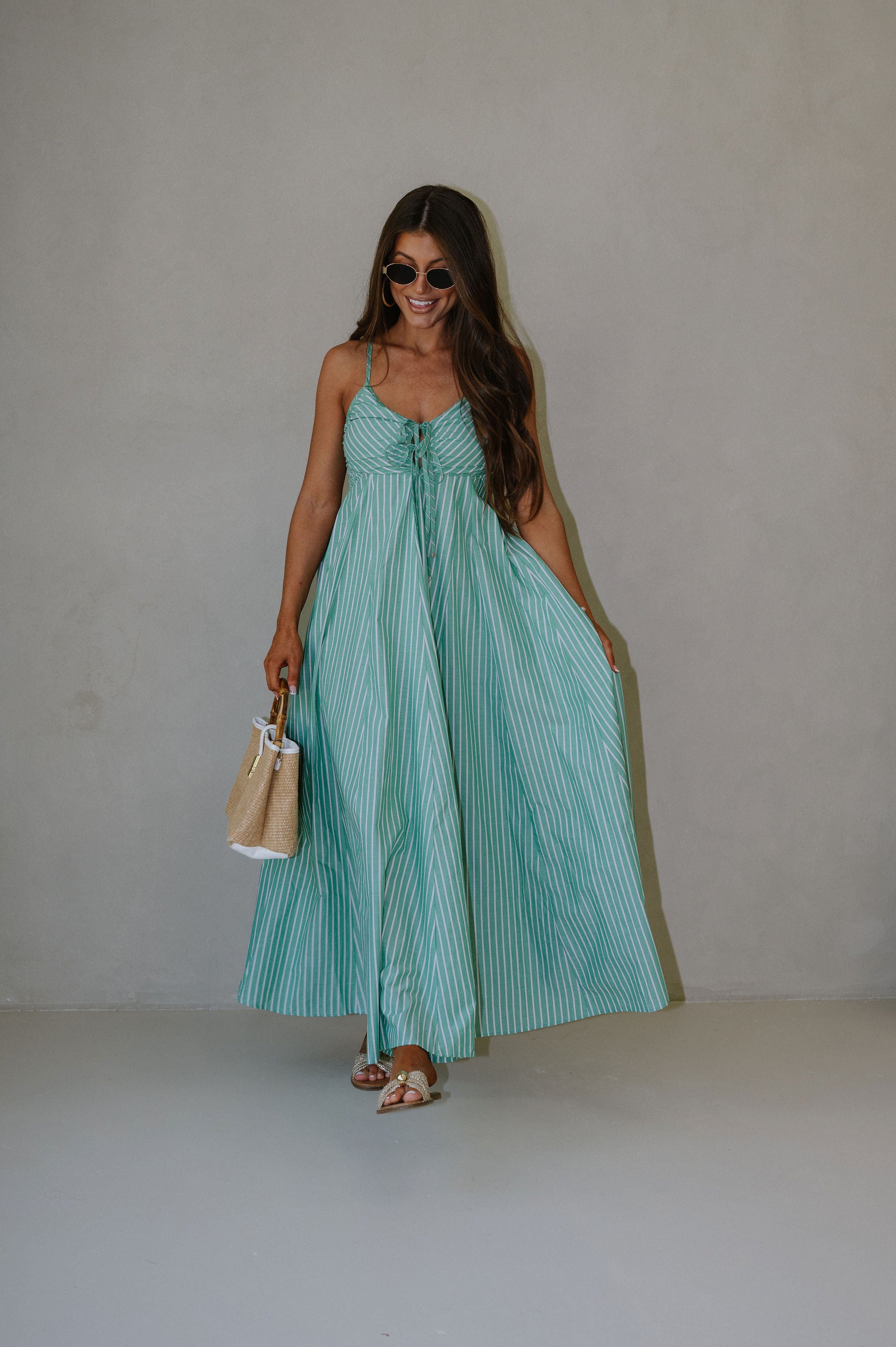Capri Striped Dress-Green
