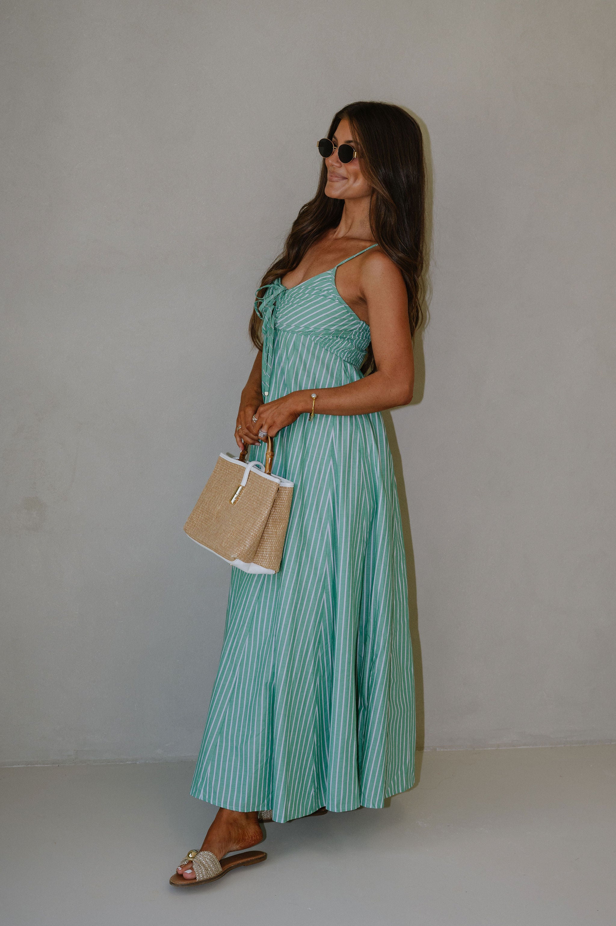 Capri Striped Dress-Green