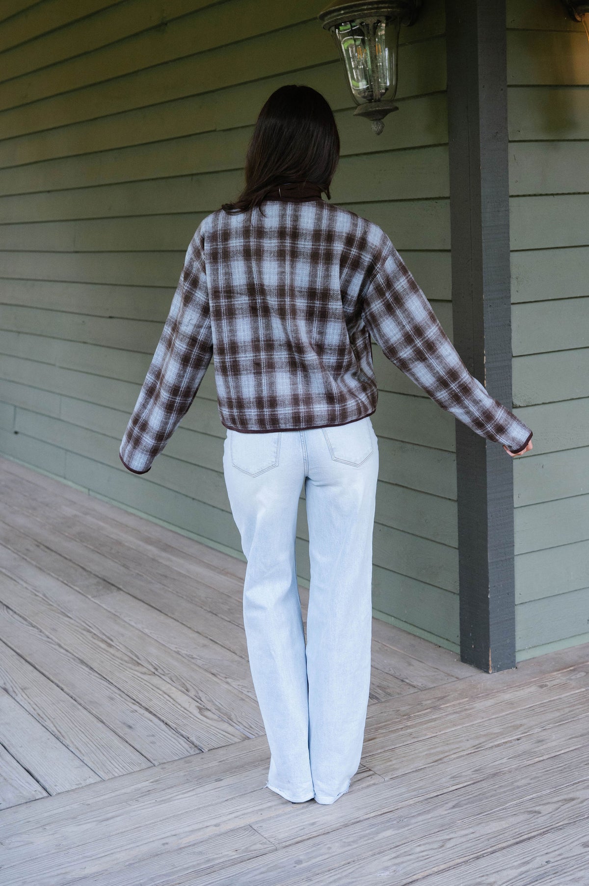 Tilly Plaid Jacket-Light Blue Combo