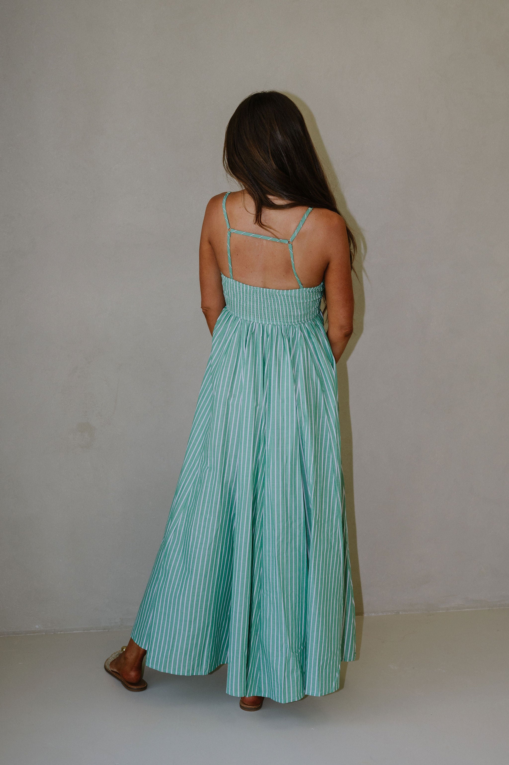 Capri Striped Dress-Green
