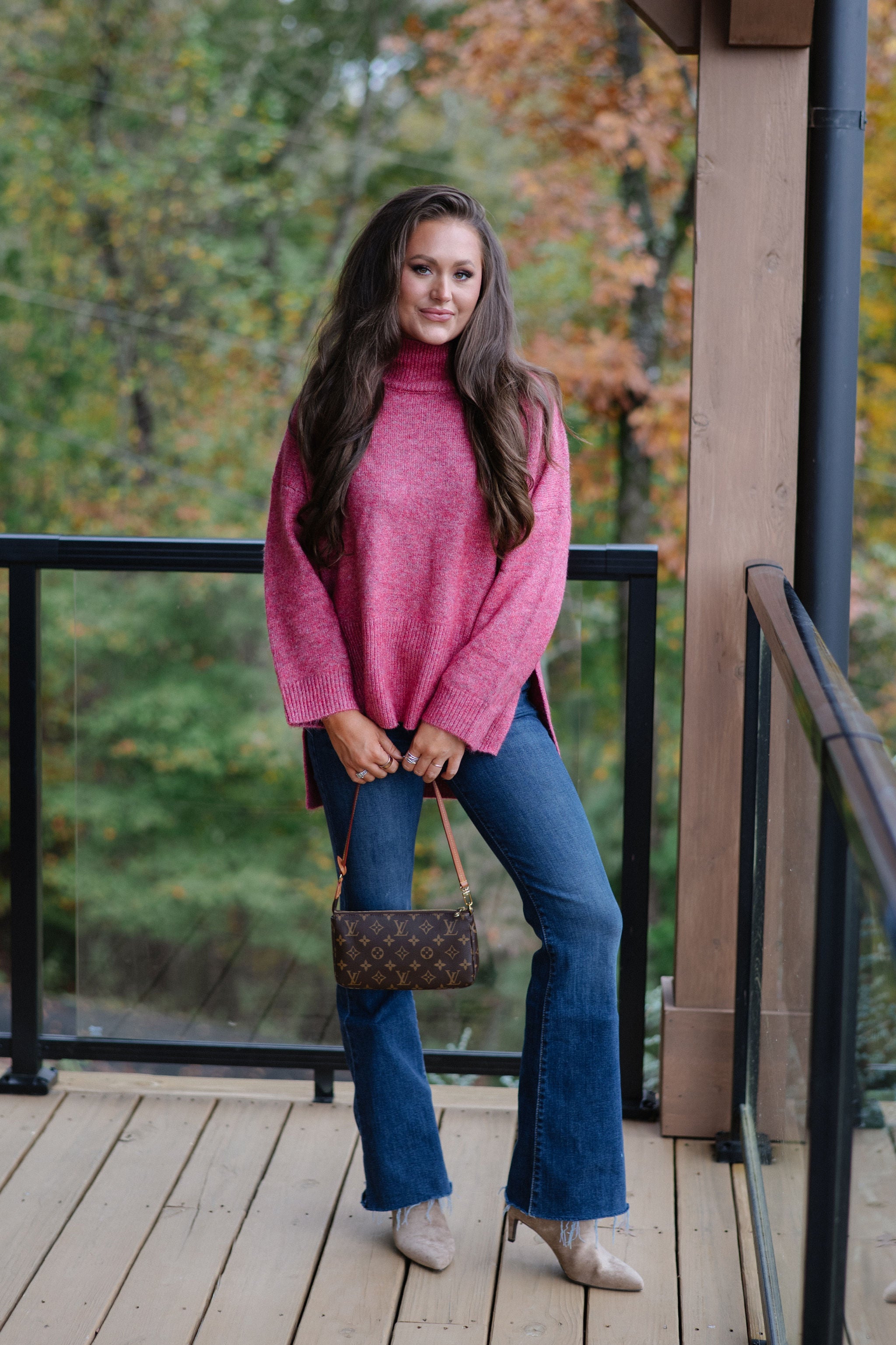 Josie Turtleneck Sweater-Burnt Red