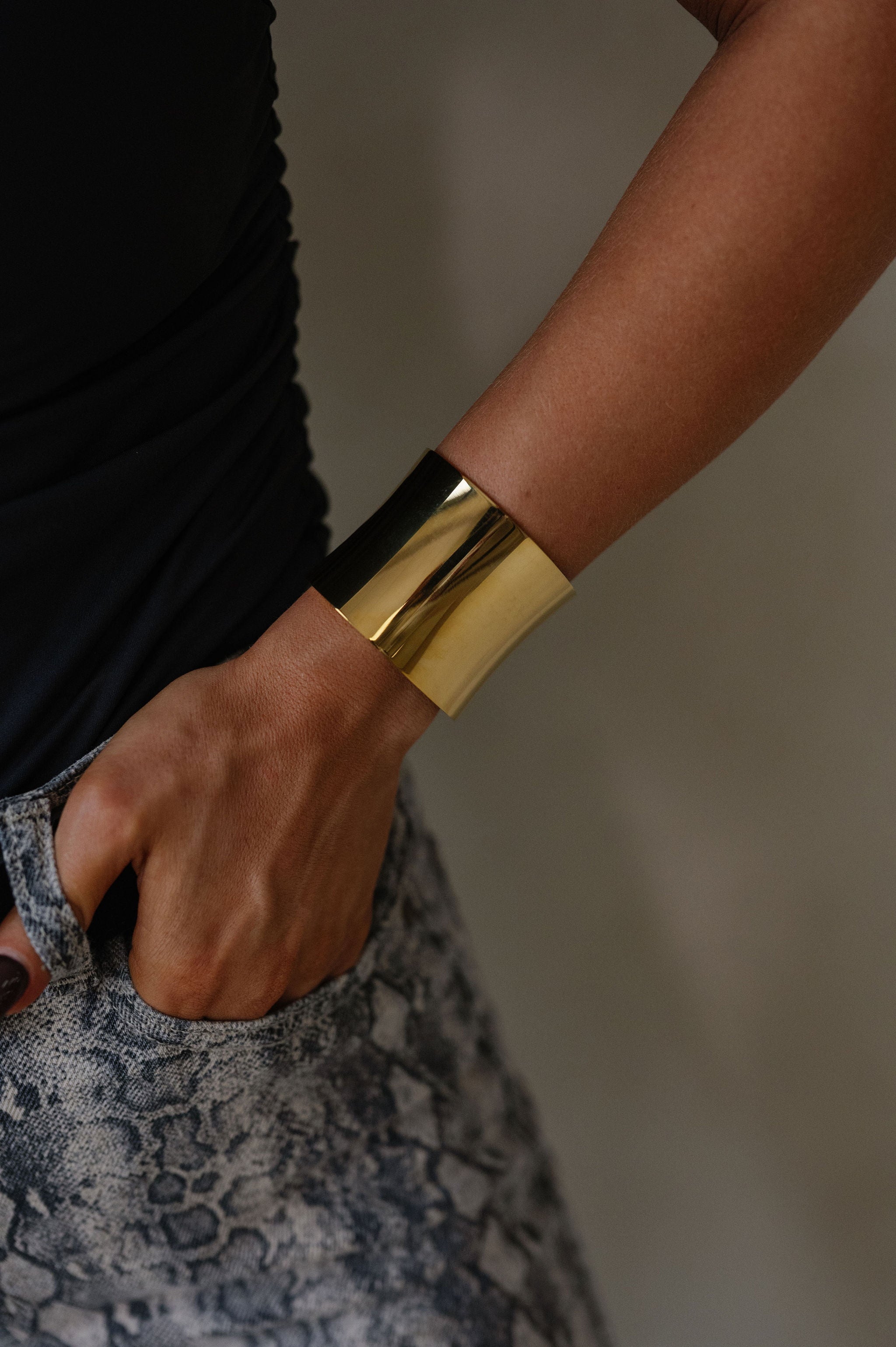 Danielle Statement Bangle Cuff-Gold