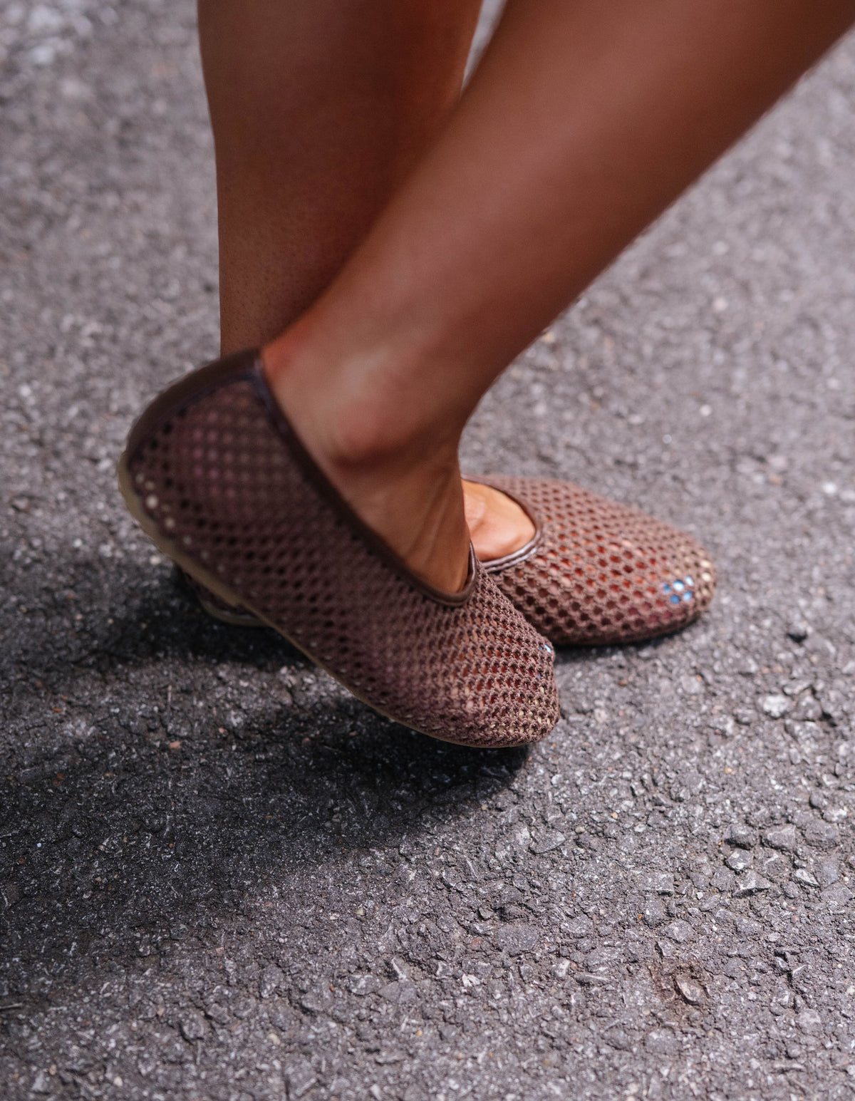 Marta Mesh Flats-Chocolate