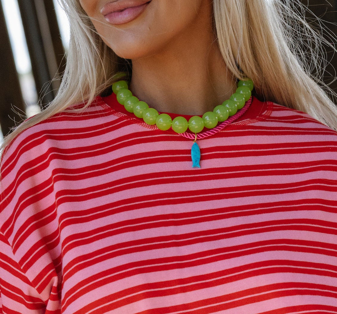 Kameron Chunky Beaded Necklace-Chartruese