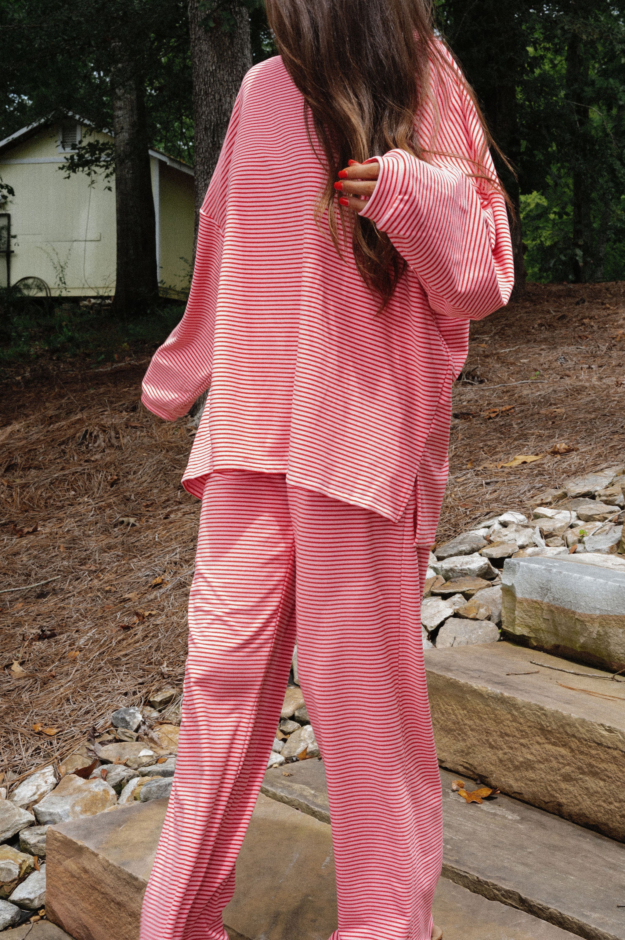 Nelly Striped Pants-Pink