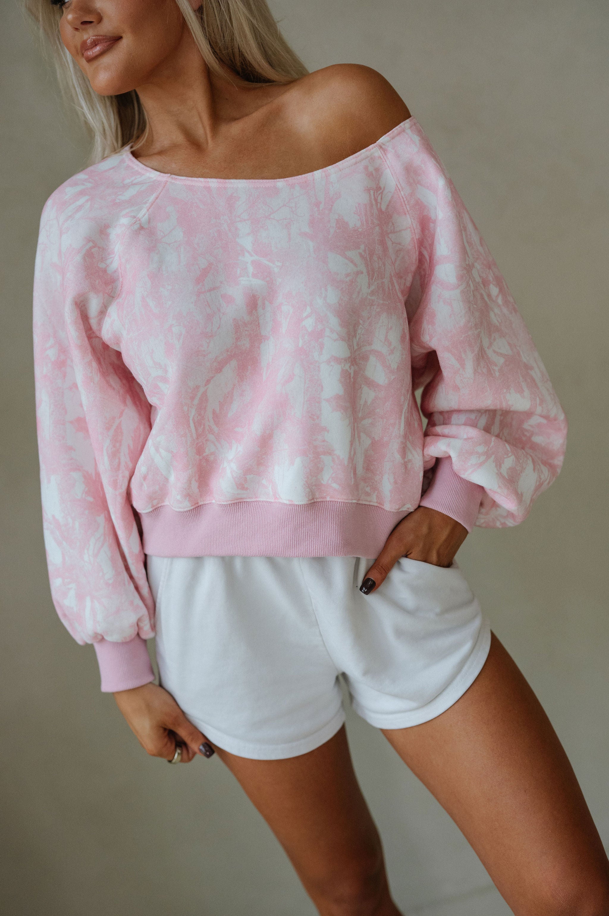 Camo Print OTS Top-Pink