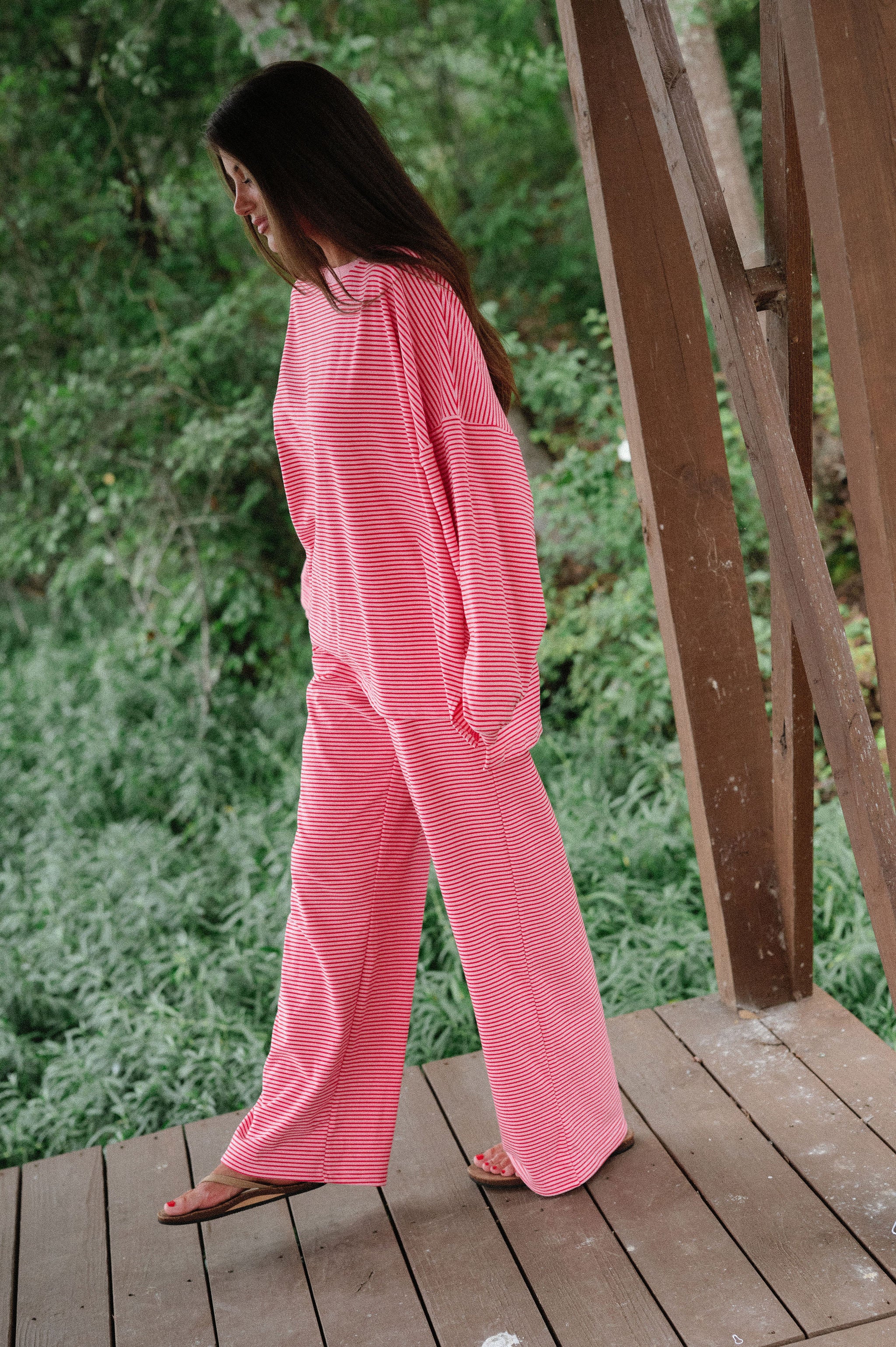 Nelly Striped Pants-Pink