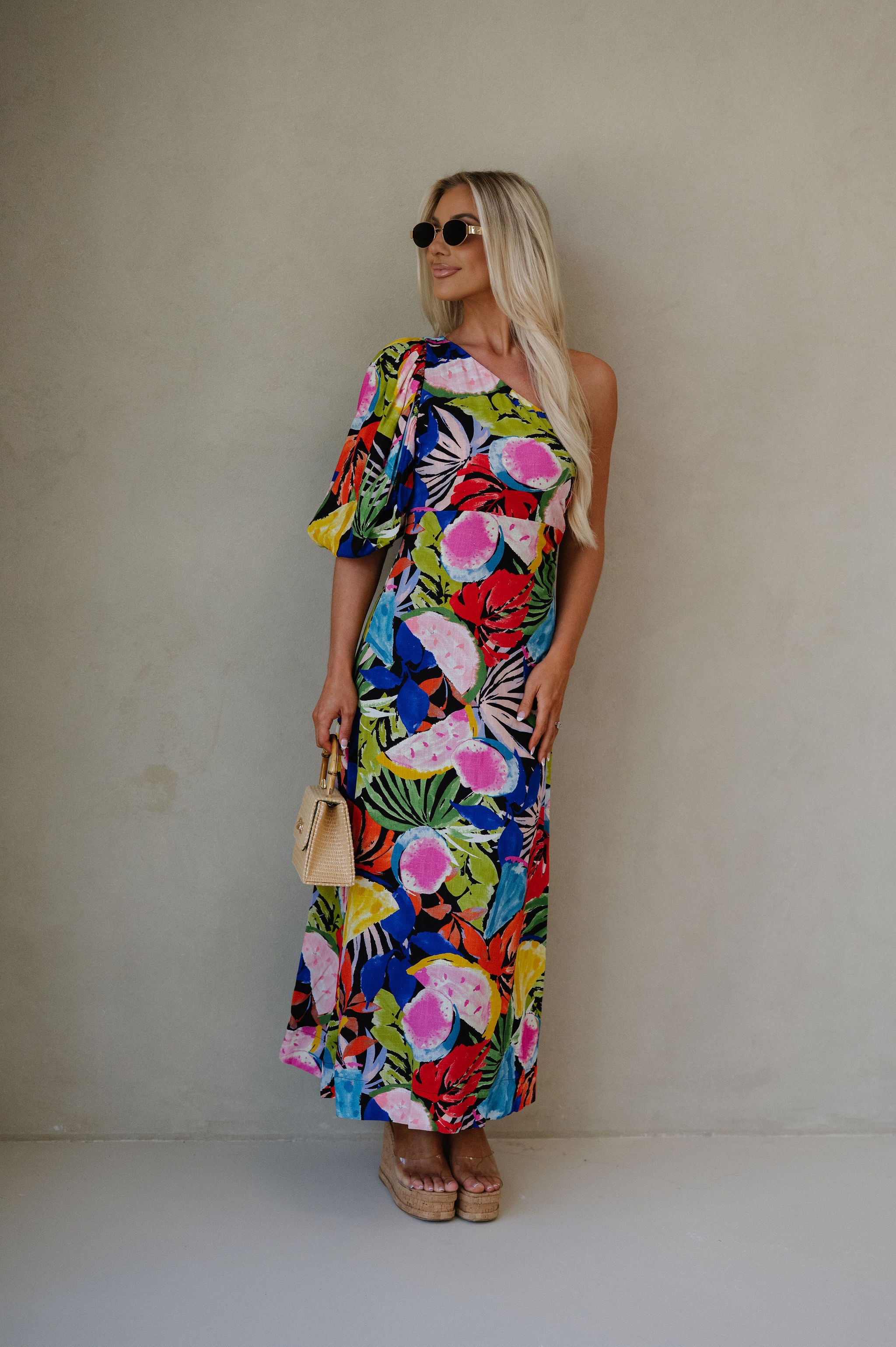 Resort Floral Maxi Dress-Black Multi