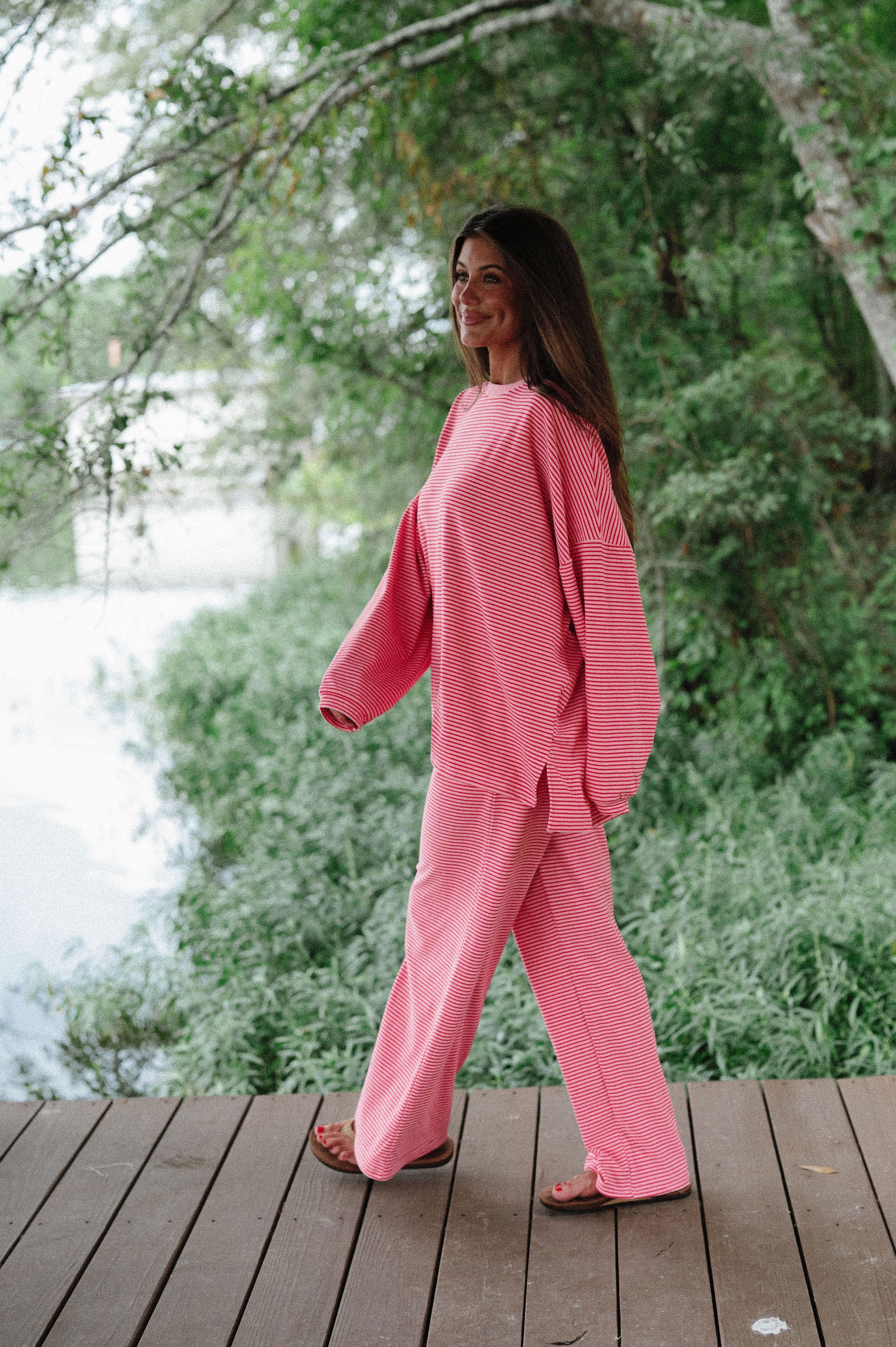 Nelly Striped Pants-Pink