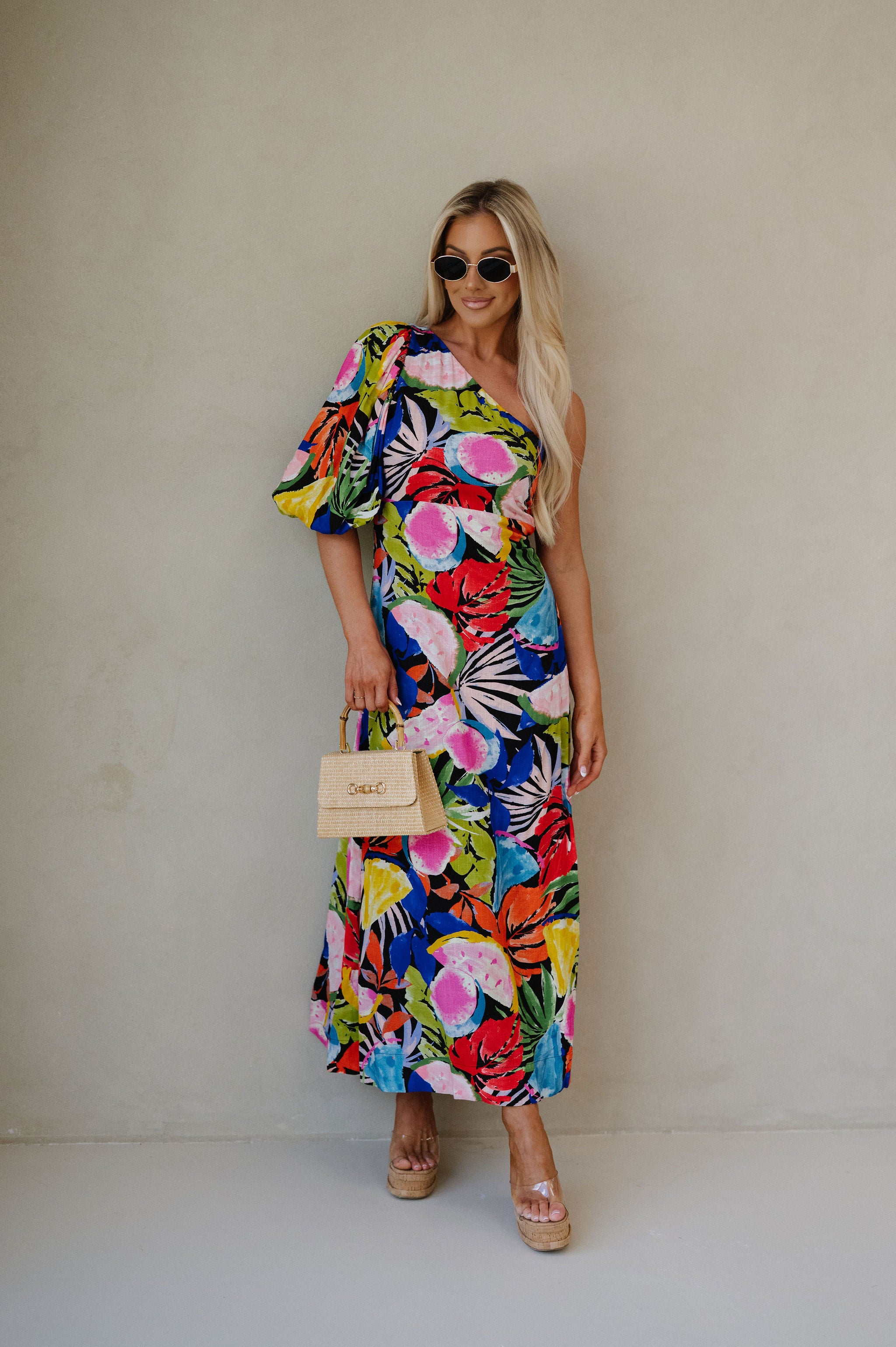 Resort Floral Maxi Dress-Black Multi